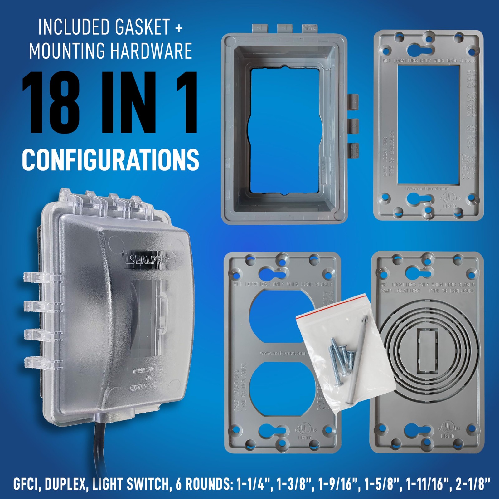 Sealproof 1-Gang Weatherproof In Use Outlet Cover | Horizontal/Vertical Outdoor