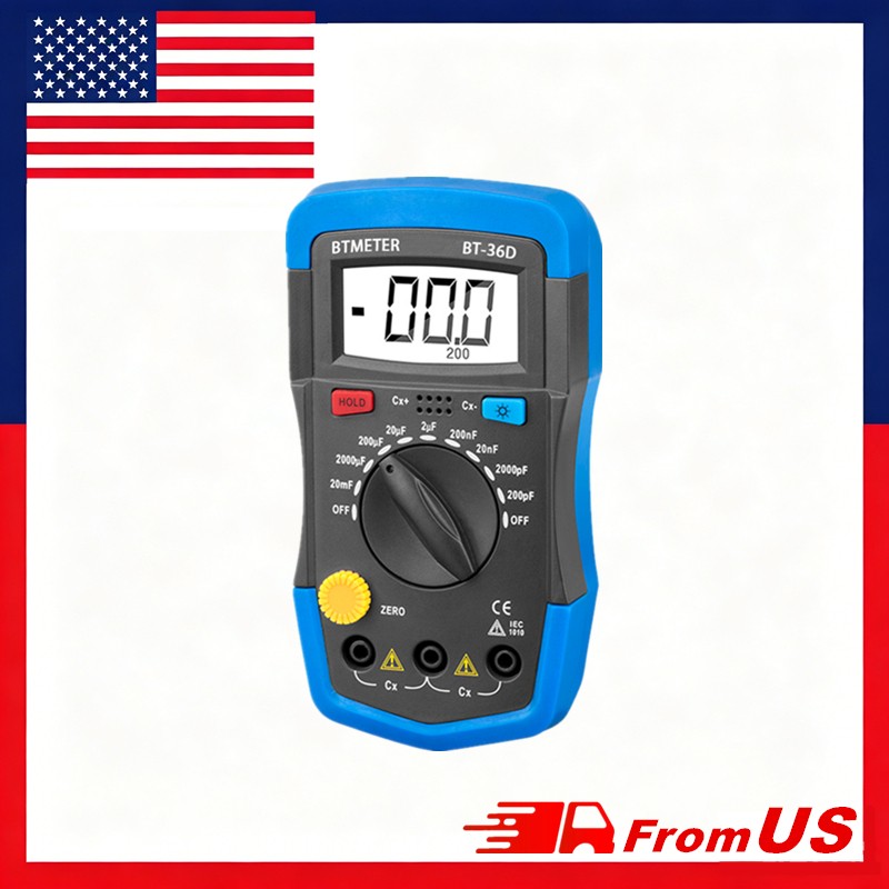 Multimeter Digital Capacitance Meter 20000uF 1999 Counts Backlit LCD Data Hold