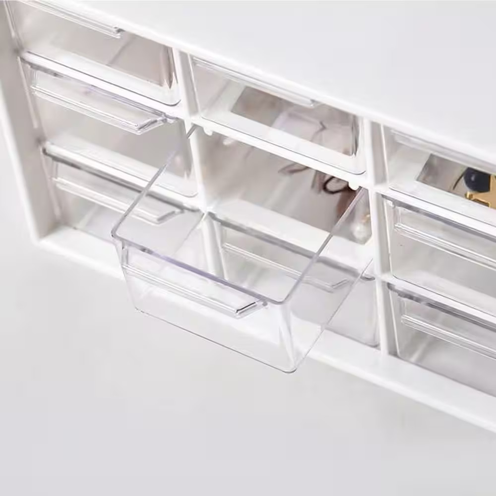 White 7.1 In. X 3.8 In. X 4.6 In. Plastic Min.I Desktop Drawer Organizer with 9