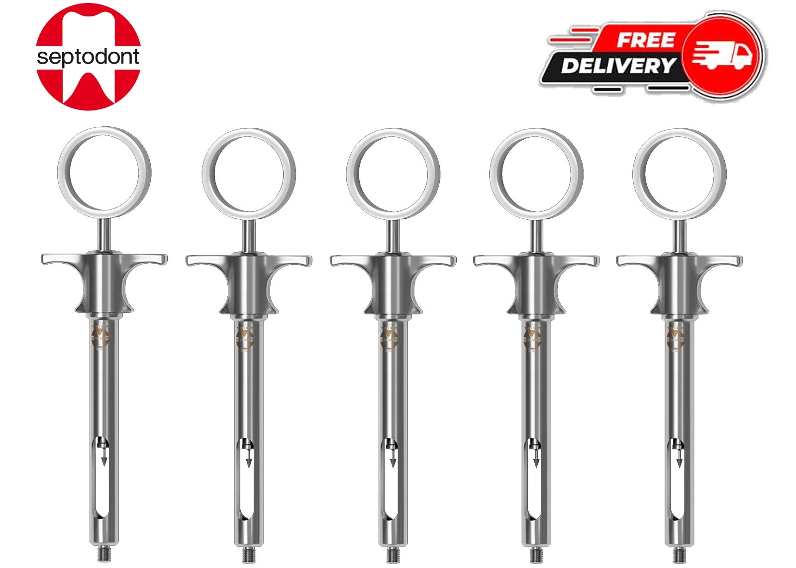 5 Pcs Septodont N2210 Eco Self Aspirating Dental Syringe Winged Ergonomic