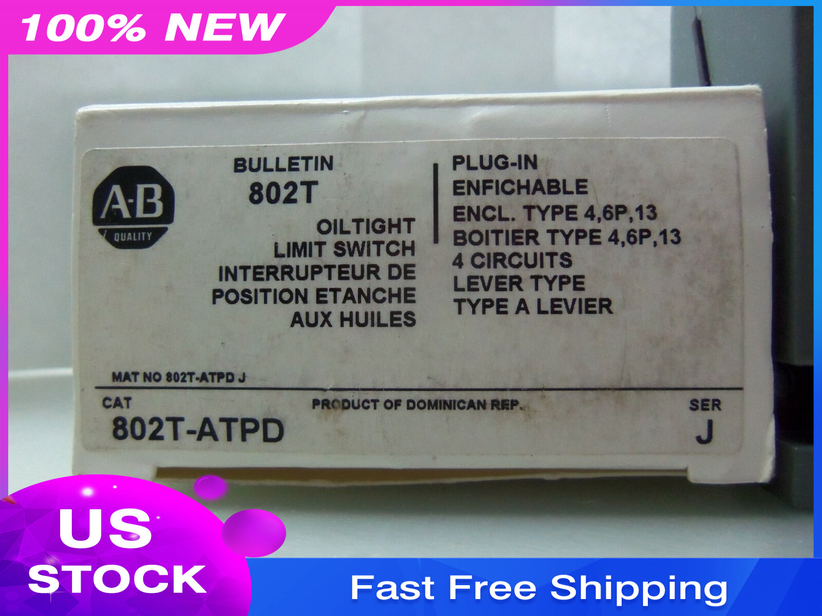 New Allen Bradley 802T-ATPD OilTight Limit Switch Series J NIB