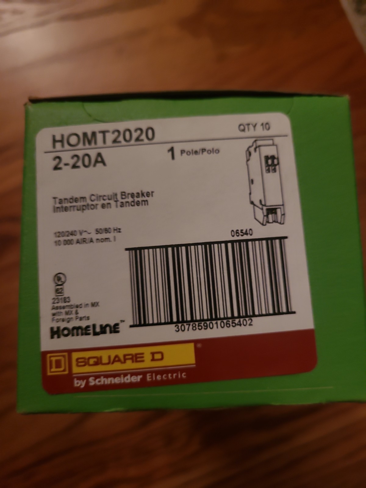 Square D HOMT2020 Homeline 20 amp Twin 1 Pole Tandem Circuit Breaker – 10 Pack