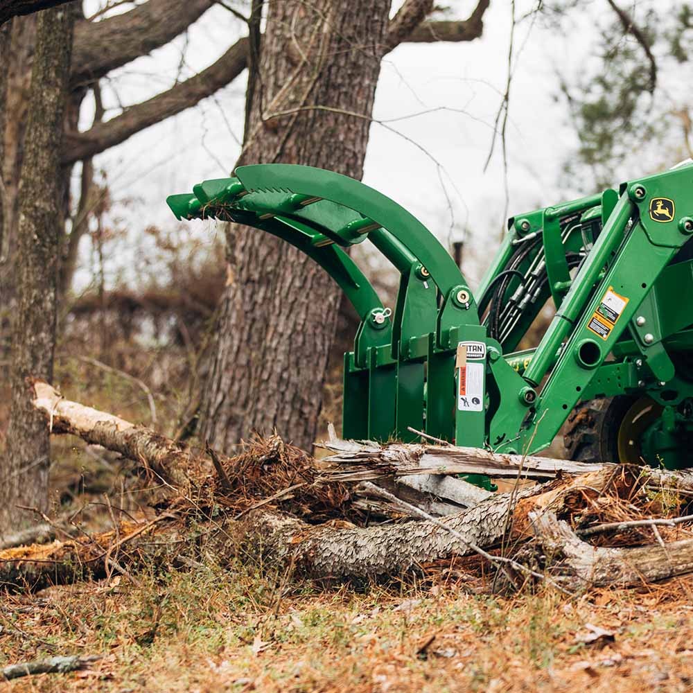 Titan Attachments 48” Light-Duty Single Cylinder Root Grapple Rake John Deer