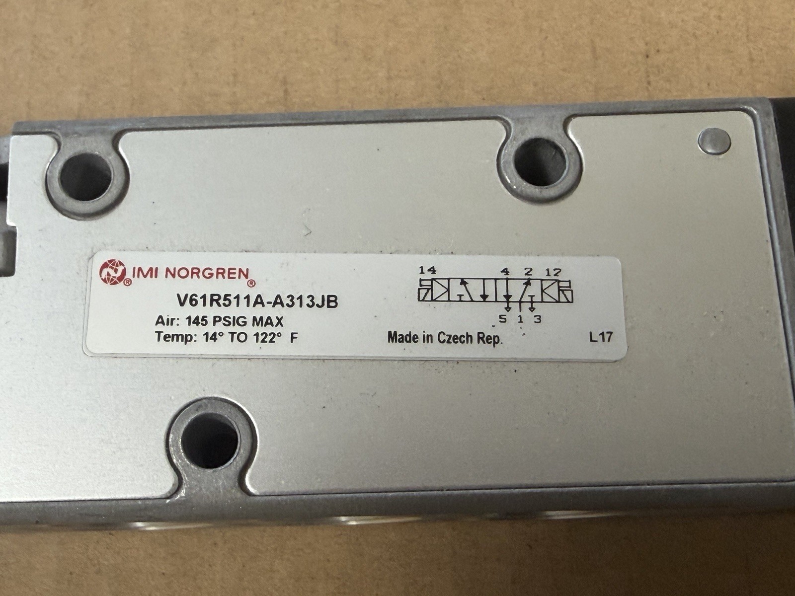 V61R511A-A313JB Norgren Solenoid Valve 1/4″npt 24VDC Coil (NO CONNECTORS)