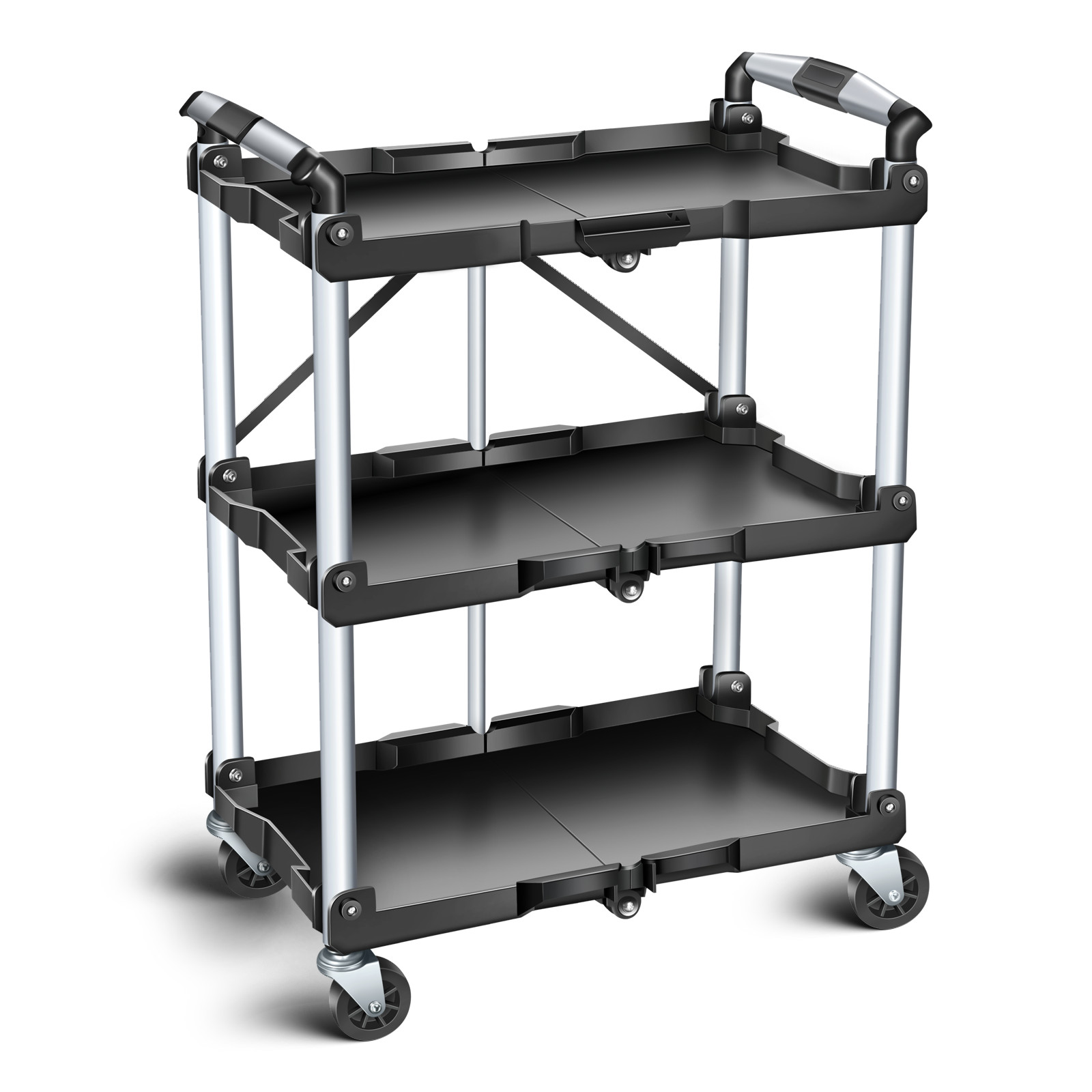 3 Tiers Rolling Tool Cart Workshop Tool Trolley Mobile Casters w/ Hanging Board