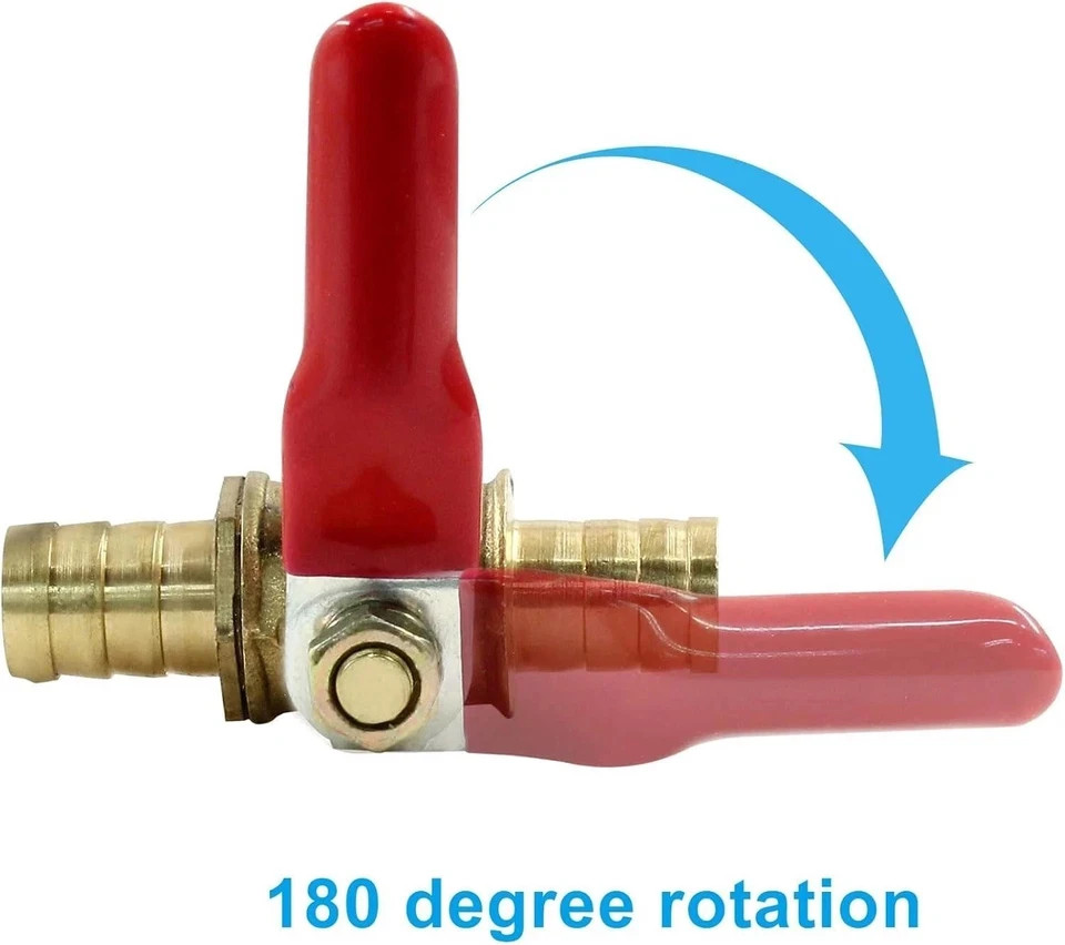 3/8 Inch Brass Mini Shut Off Ball Barb Valve for Water Fuel Hose Gas Line Rv Air