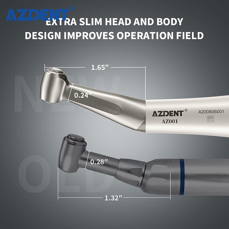AZDENT Dental 1:1 Slow Low Speed Handpiece Push Button Contra Angle fit CA burs