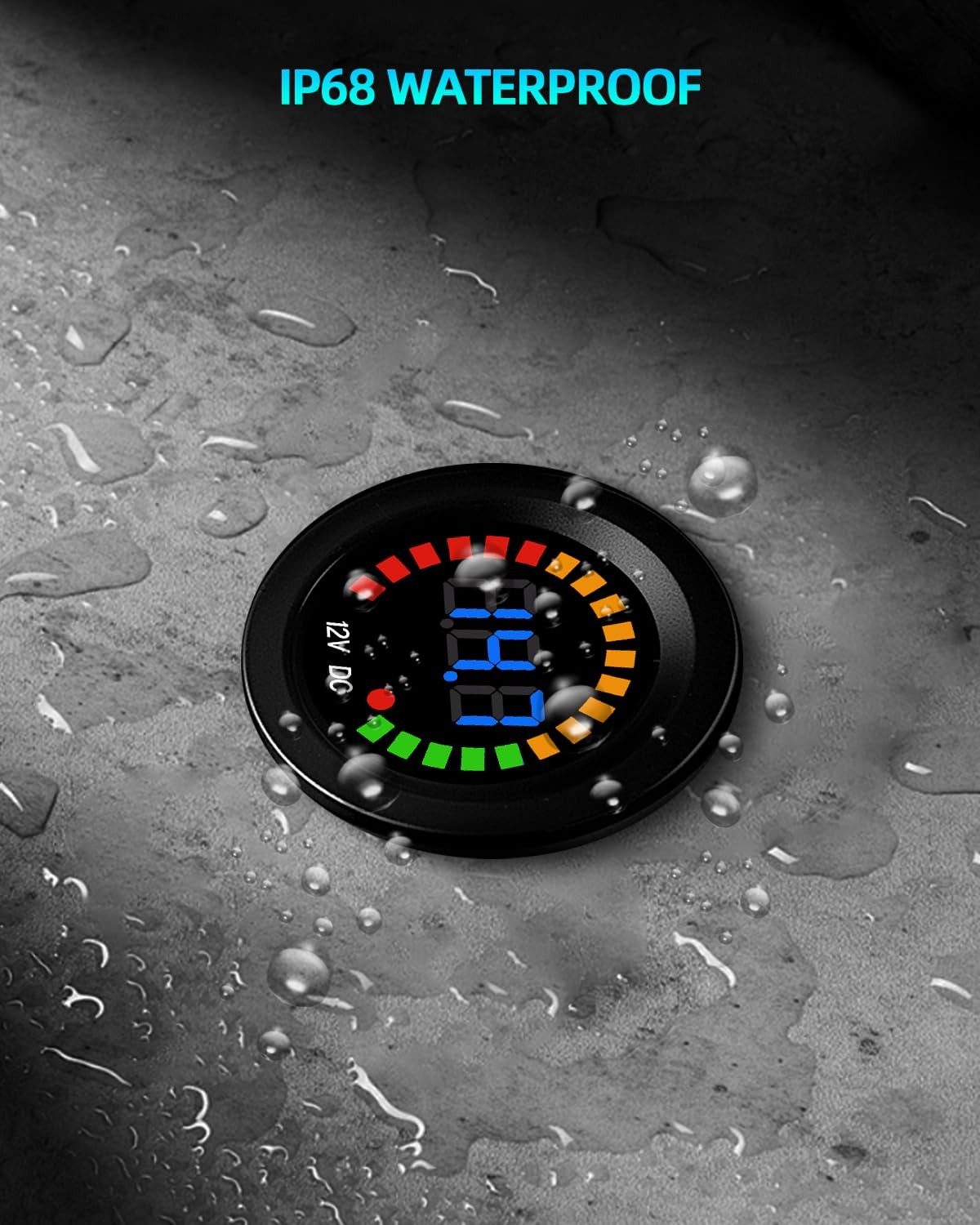 2PCS Waterproof DC 12V Voltage Meter, LED Digital Display Voltmeter Gauge Pan…