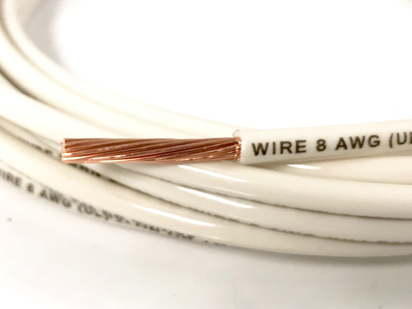 50′ FEET THHN THWN-2 8 AWG GAUGE WHITE STRANDED COPPER BUILDING WIRE VW-1