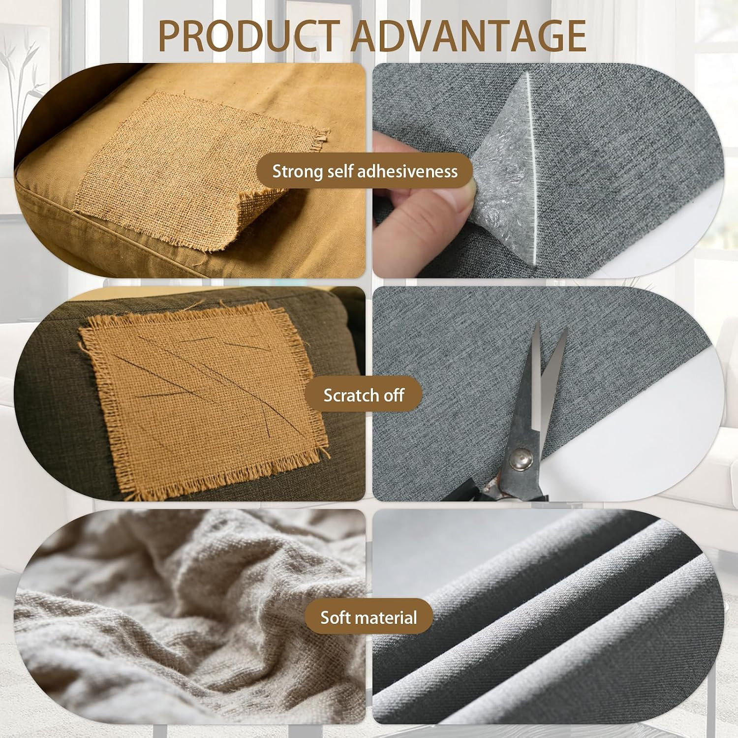Linen Repair Tape Self-Adhesive Fabric Repair Patch for Repairing Couch Sofas He