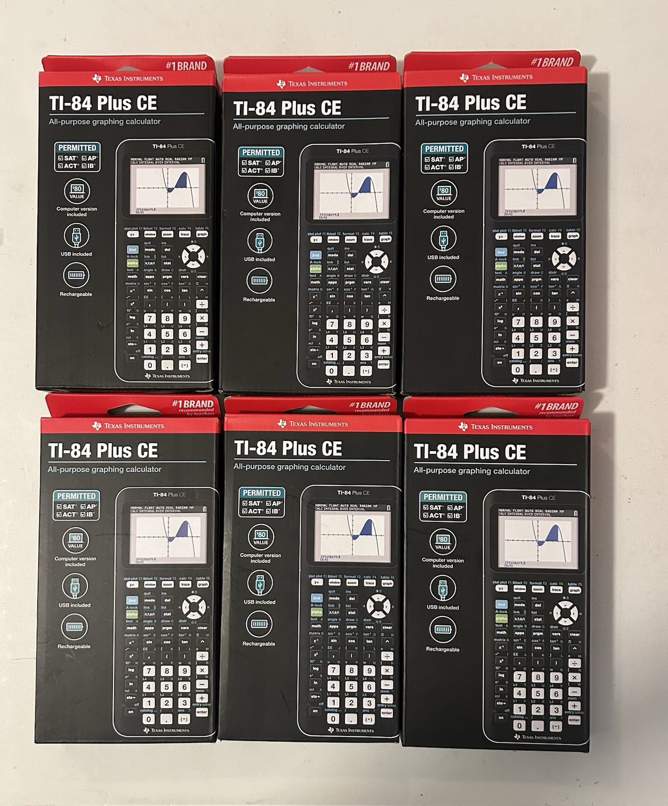 New Texas Instruments TI-84+ CE Graphing Calculator (PACK OF 6) FREE SHIPPING
