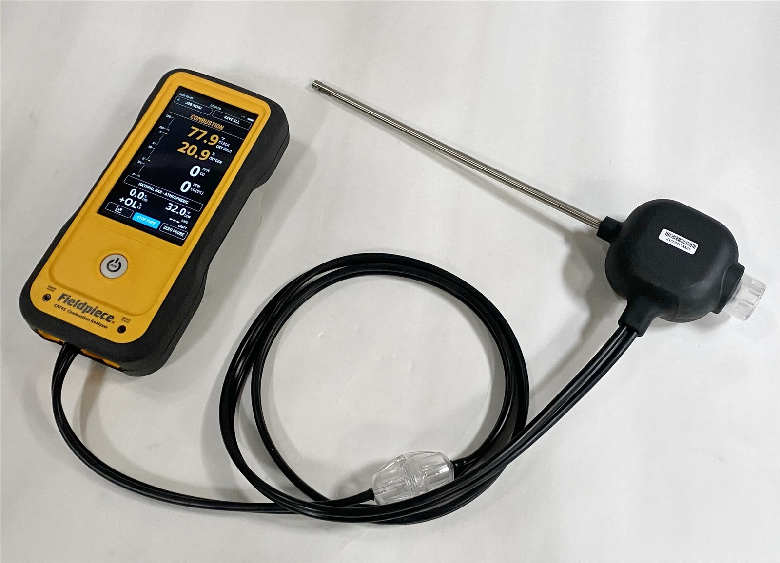 Fieldpiece CAT45 Combustion O2 CO Sensor Gas Analyzer Draft Pressure Meter