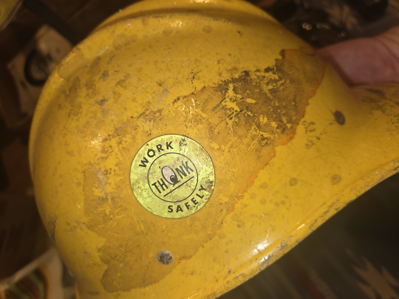 Vintage Original Yellow Bullard 502 Fiberglass Hard Boiled Hard Hat Iron Const.