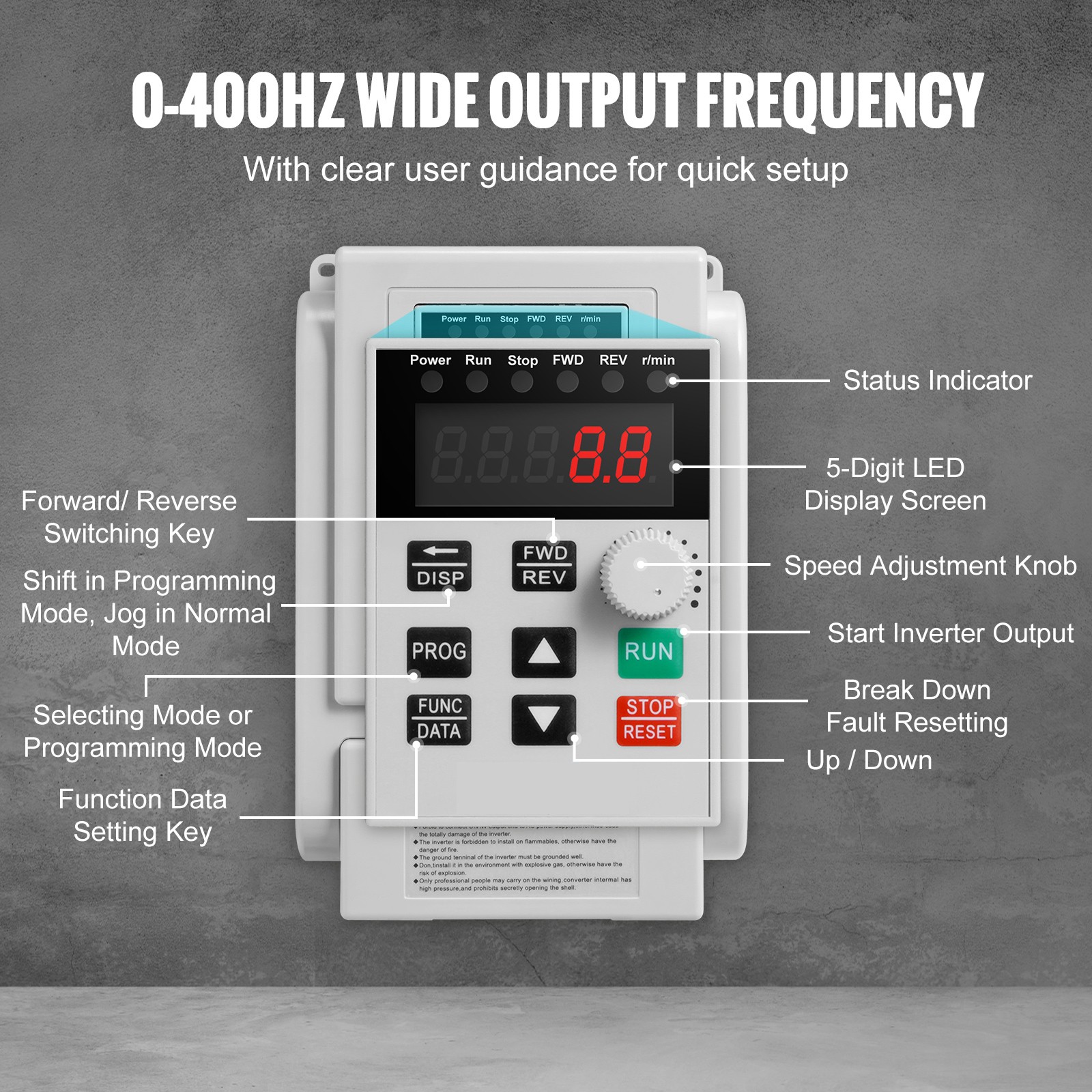Uimoso 2.2KW 10A 3HP Variable Frequency Drive for 3-Phase Motor Control