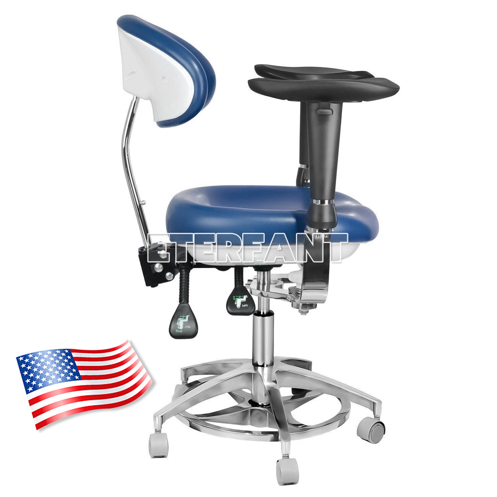 ETERFANT Adjustable Mobile Chair/Medical Microscope Stool Chair with Armrest