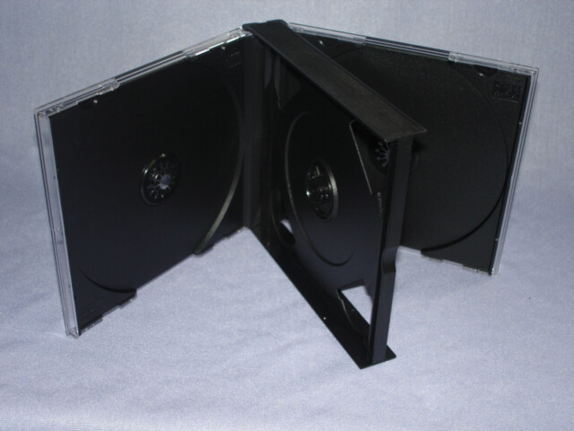 5 PCS 24MM MULTI-4 QUAD CD JEWEL CASES W/BLACK TRAY PSC71