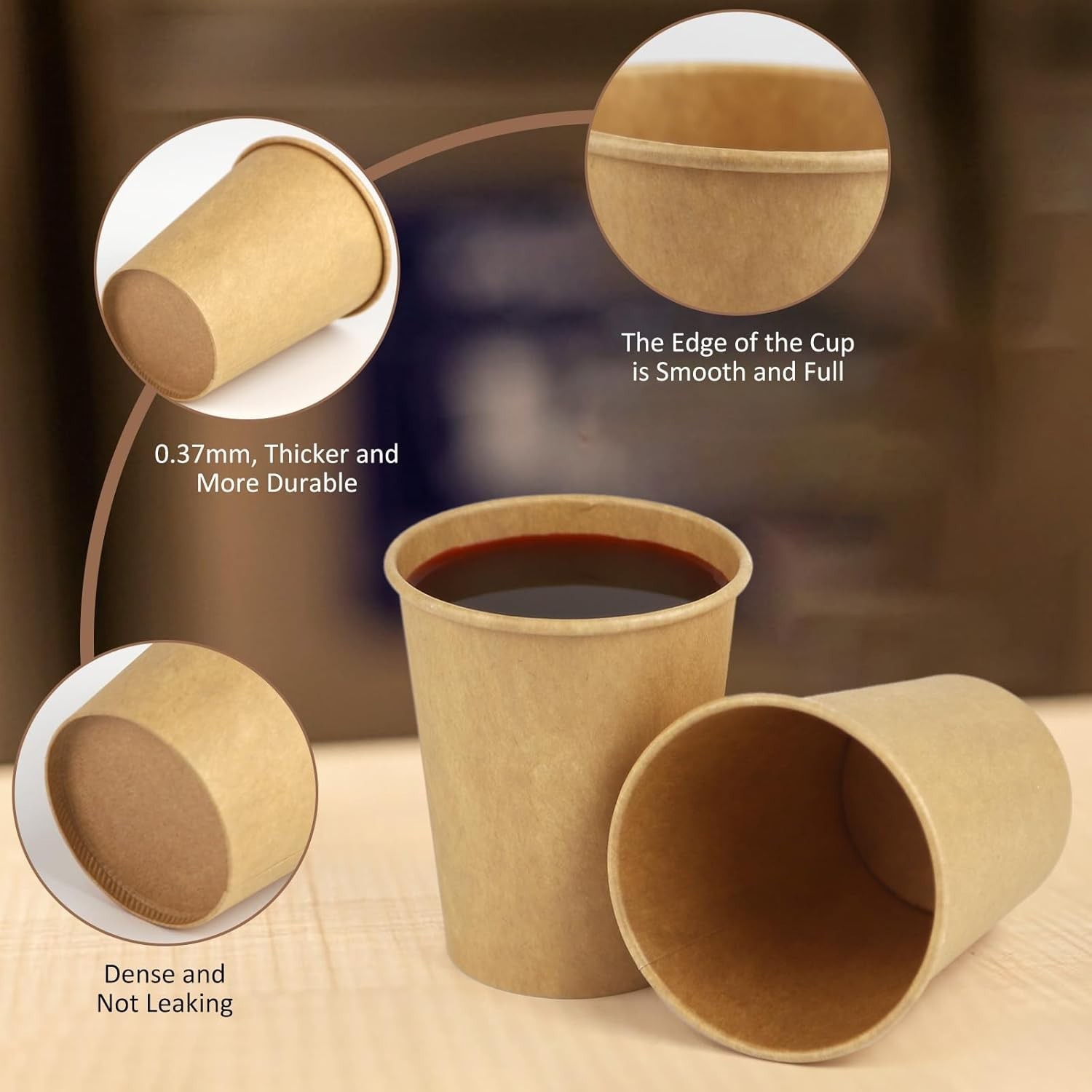 Paper Cups 100 Pack 8 Oz Kraft Paper Cups Paper Coffee Cups 8 Oz Hot Cups