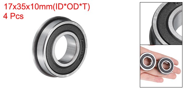 F6003-2RS Flanged Ball Bearing 17x35x10mm Double Seals Chrome Steel Bearing 4pcs