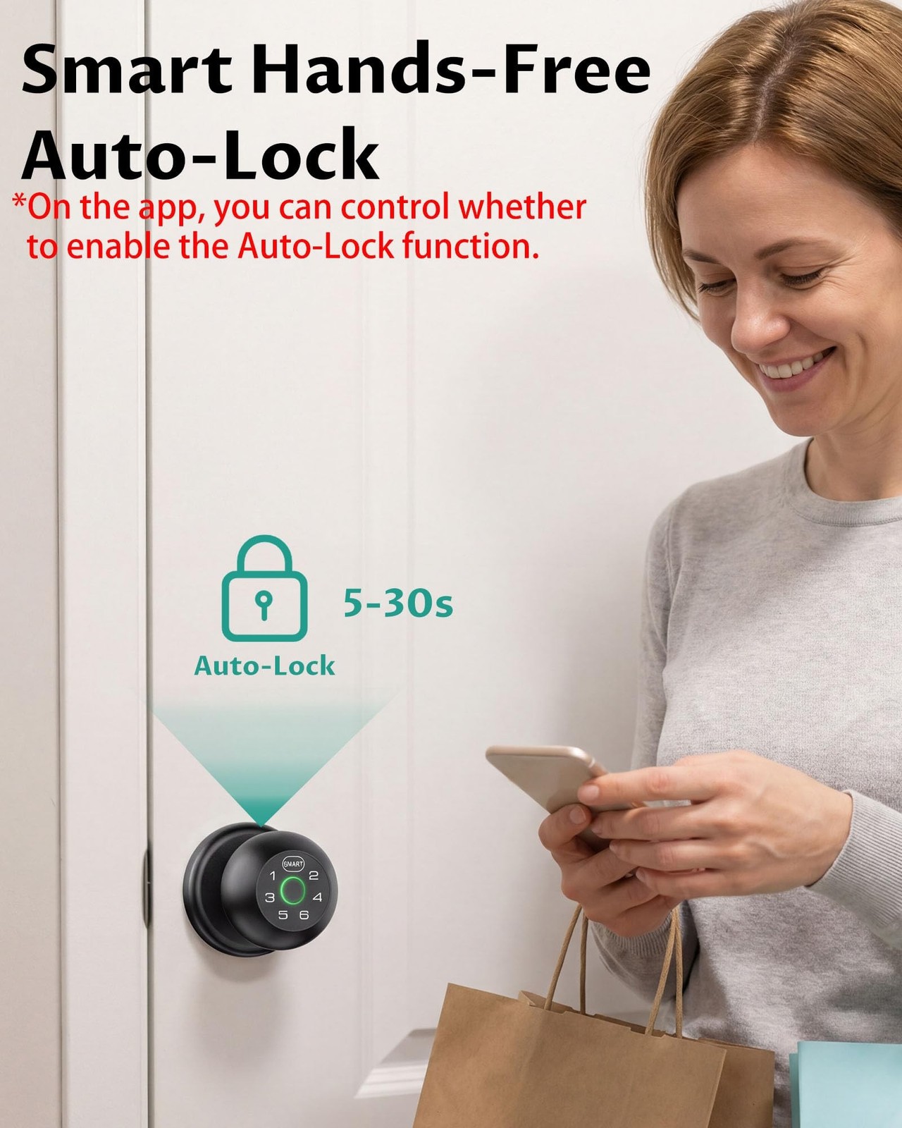 Fingerprint Door Lock with Keypad, Keyless Entry Door Knob | Matte Black, Doo…