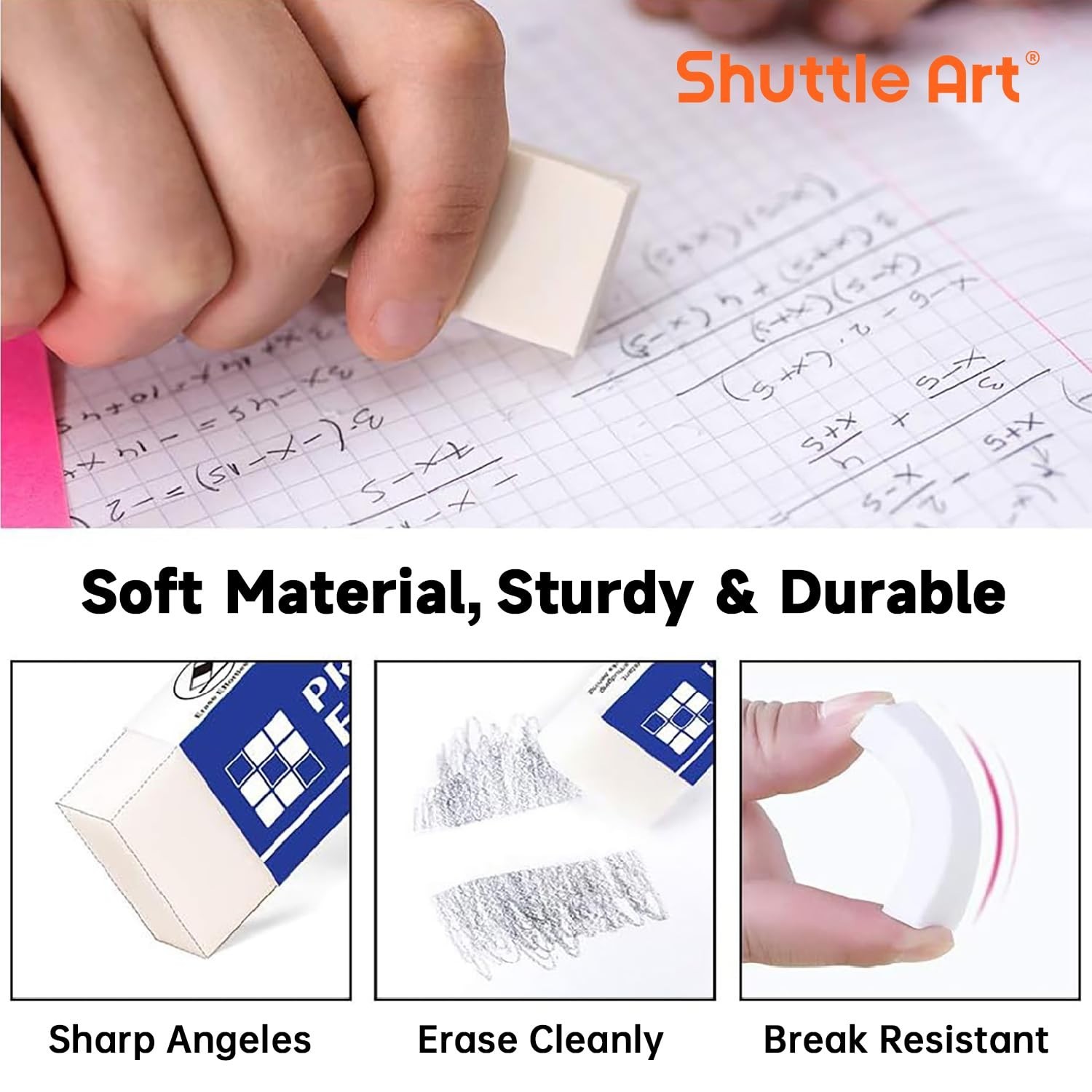 144 Pack Premium White Erasers – Bulk Classroom Set for Kids & Teachers Supplies