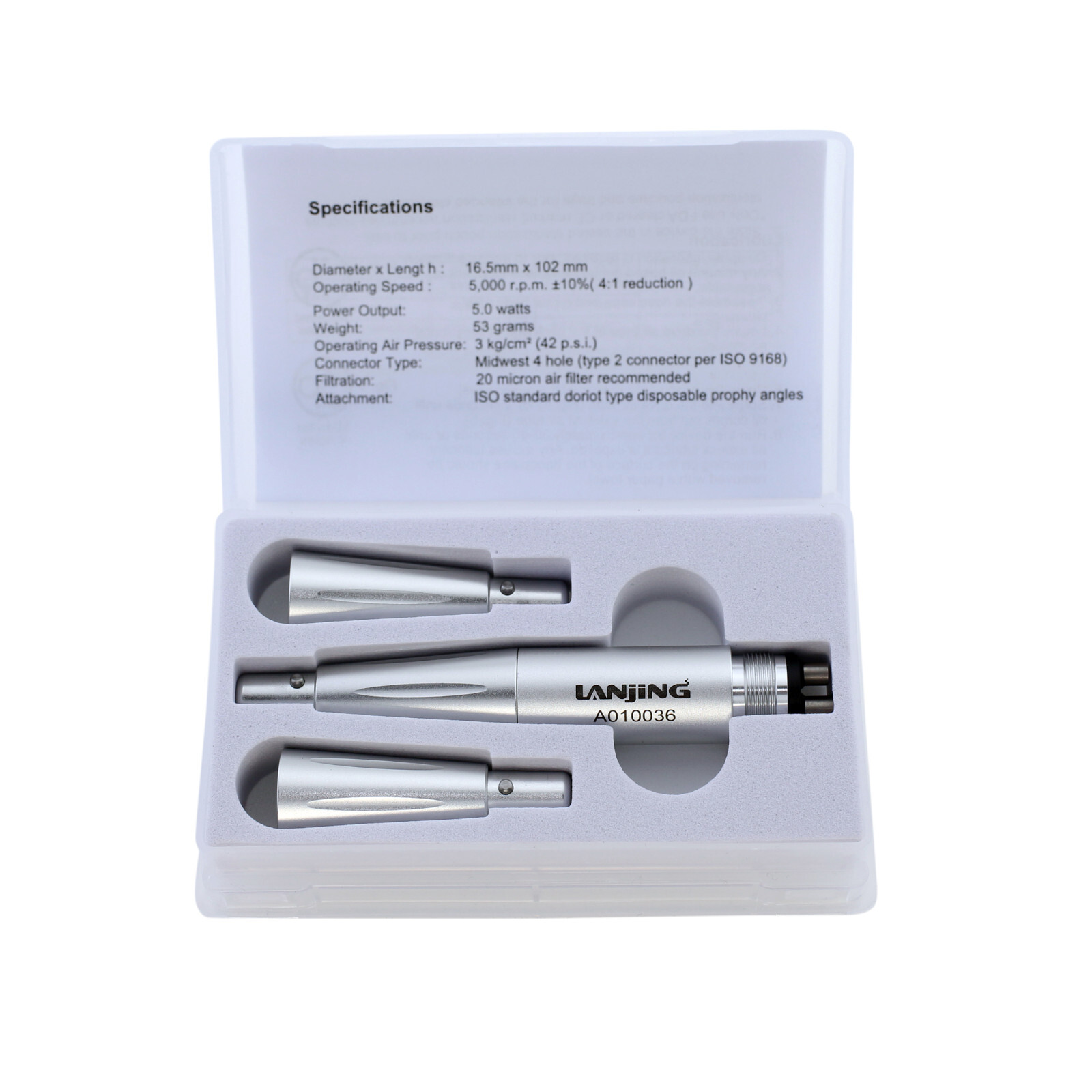 Dental Hygiene Prophy Air Motor Handpiece 4 Hole 3 Nose Cone 360 Degree Swivel