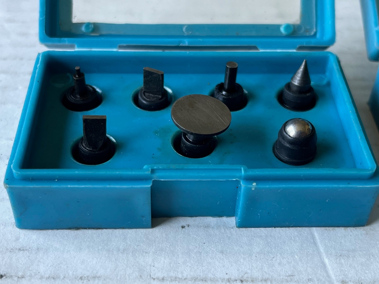 Two Micrometer Anvil Attachment Sets (7 Pieces Each, Spindle, Point, Ball, Flat)