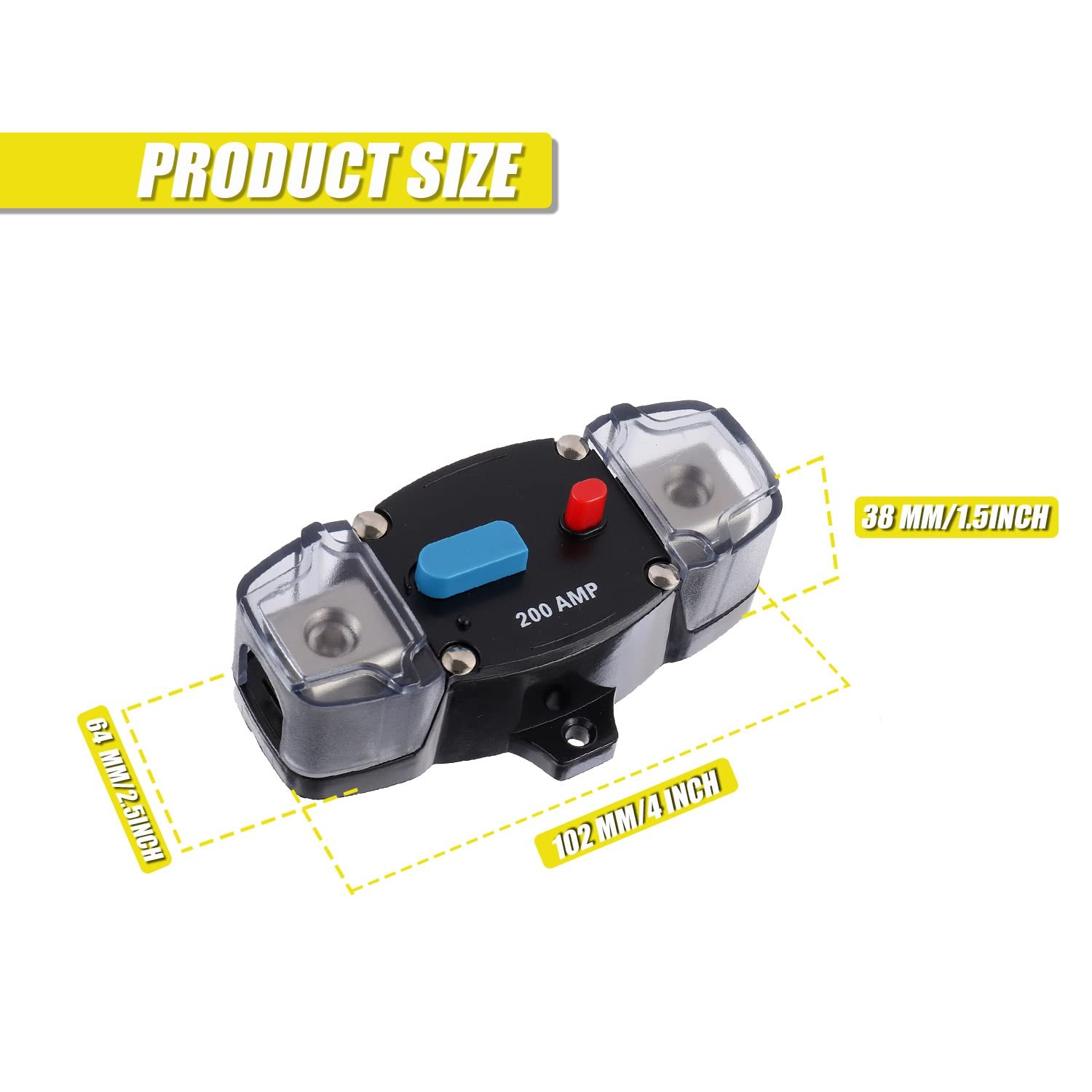 Inline Circuit Breaker w/ Cover Car/Audio/Boat/Solar/Inverter 200 Amp 12-48V DC
