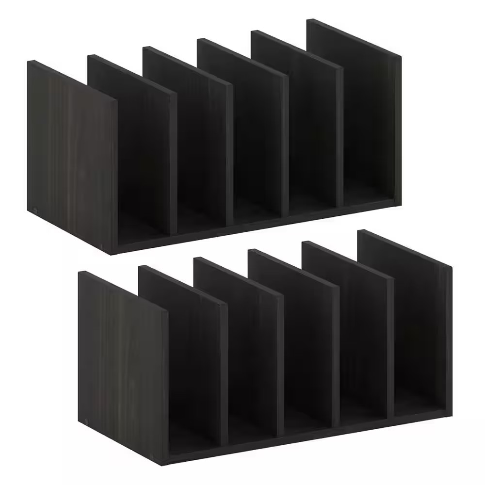 Black 16.3 In. X 6.6 In. Wood Modern Desk Organizer, Set of 2