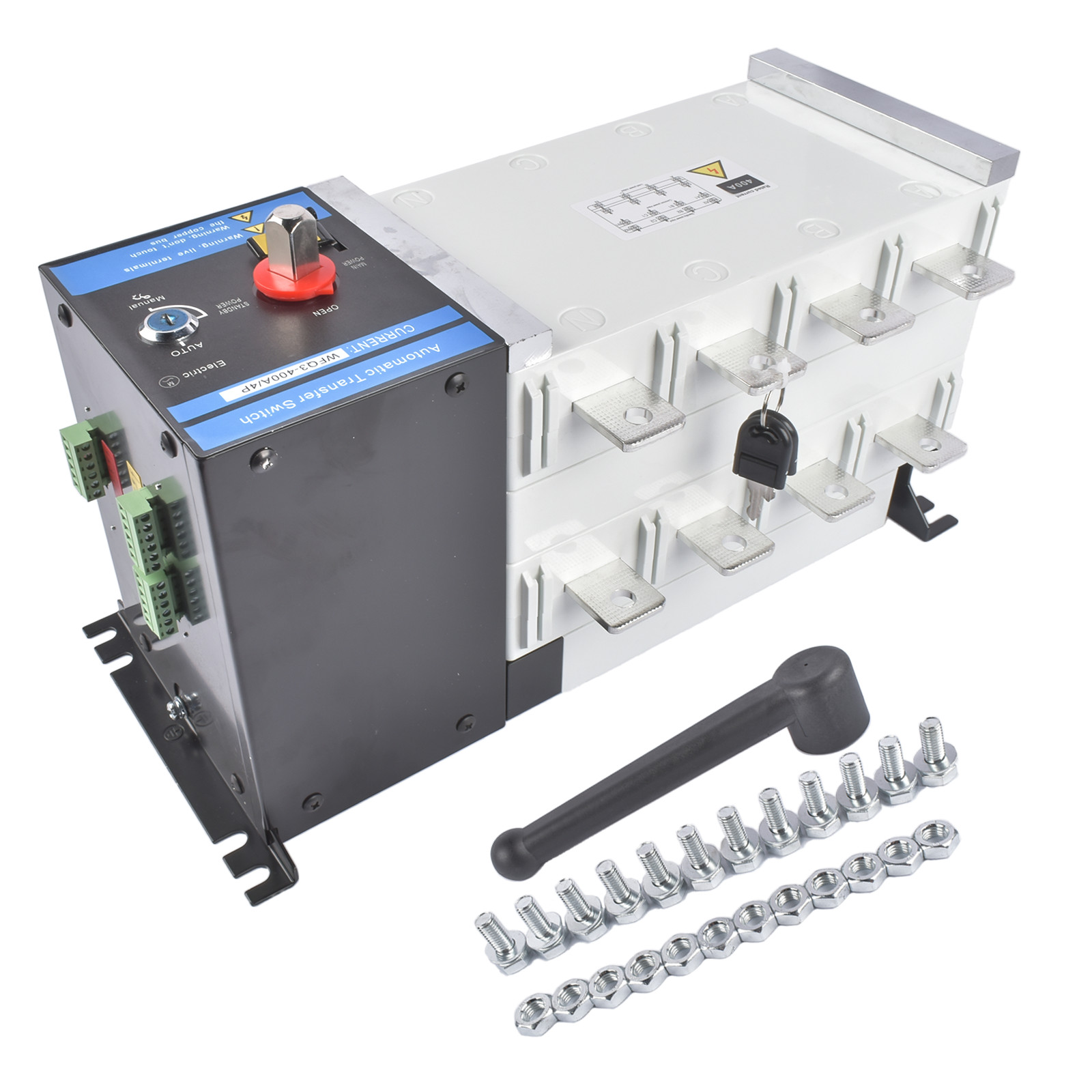 Industrial Automatic Transfer Switch 4P 400A 110V or 220V Auto or Manual Mode
