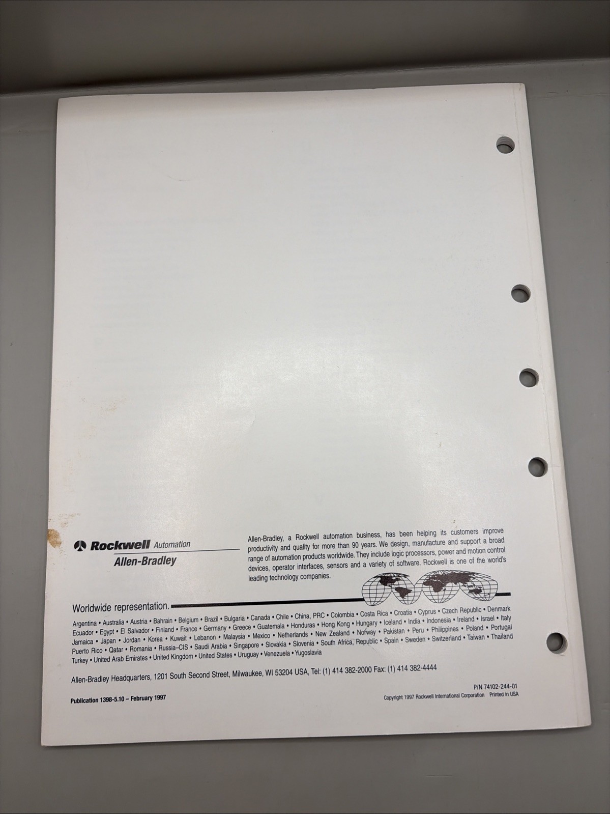 1997 Allen-Bradley Getting Started Manual GML ULTRA CAT No. 1398-5.10