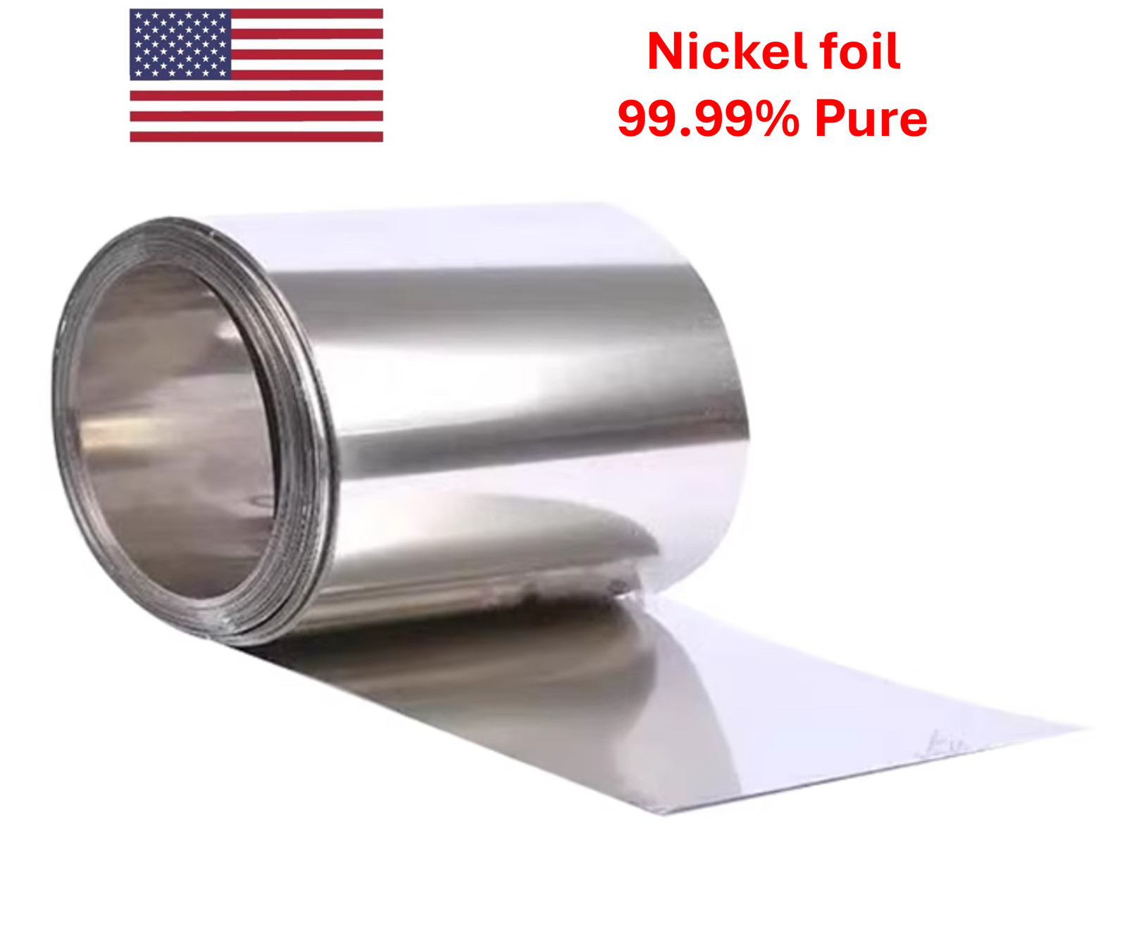 High Purity Nickel Foil Ni Research Grade 99.99% Pure 3.3ft in Length