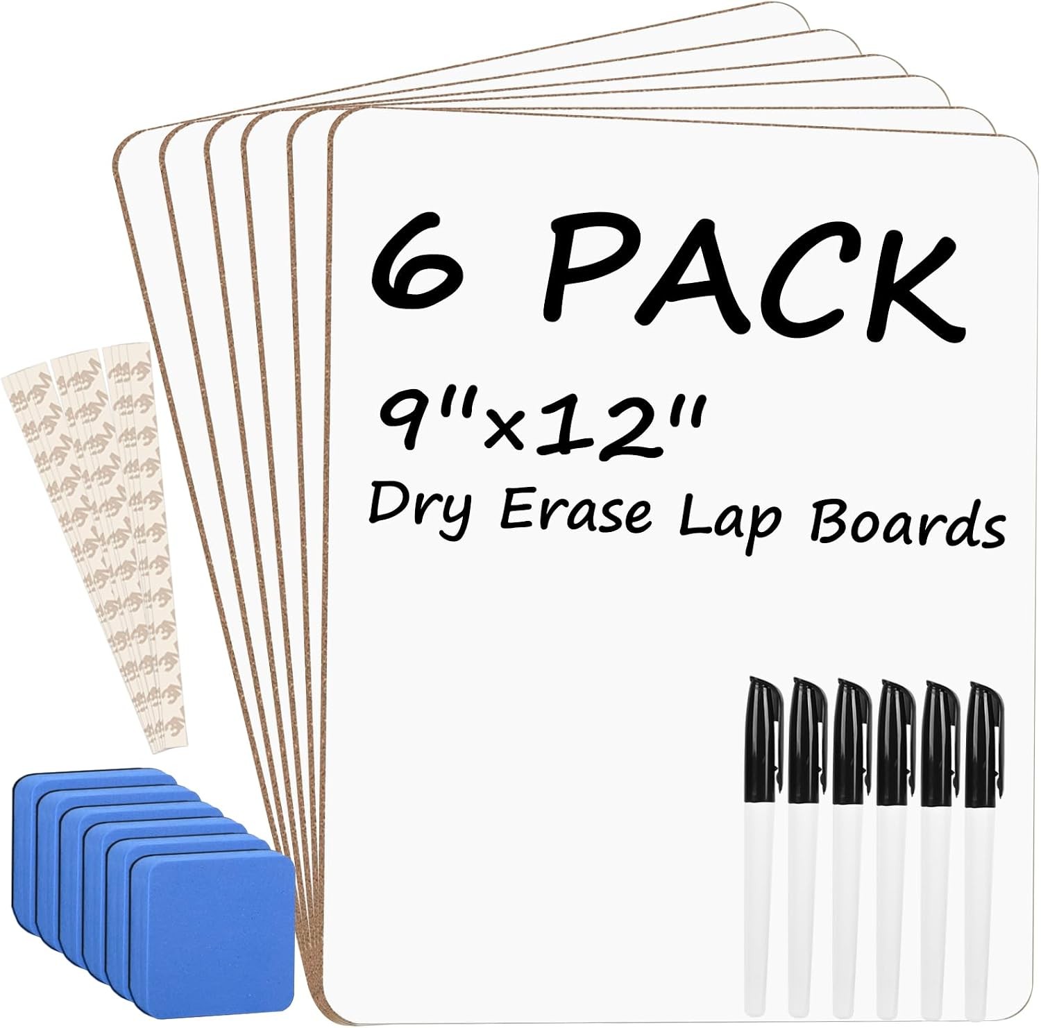 Small White Board Dry Erase Boards for Students, 6 Pack 9″ x 12″ Double Sided