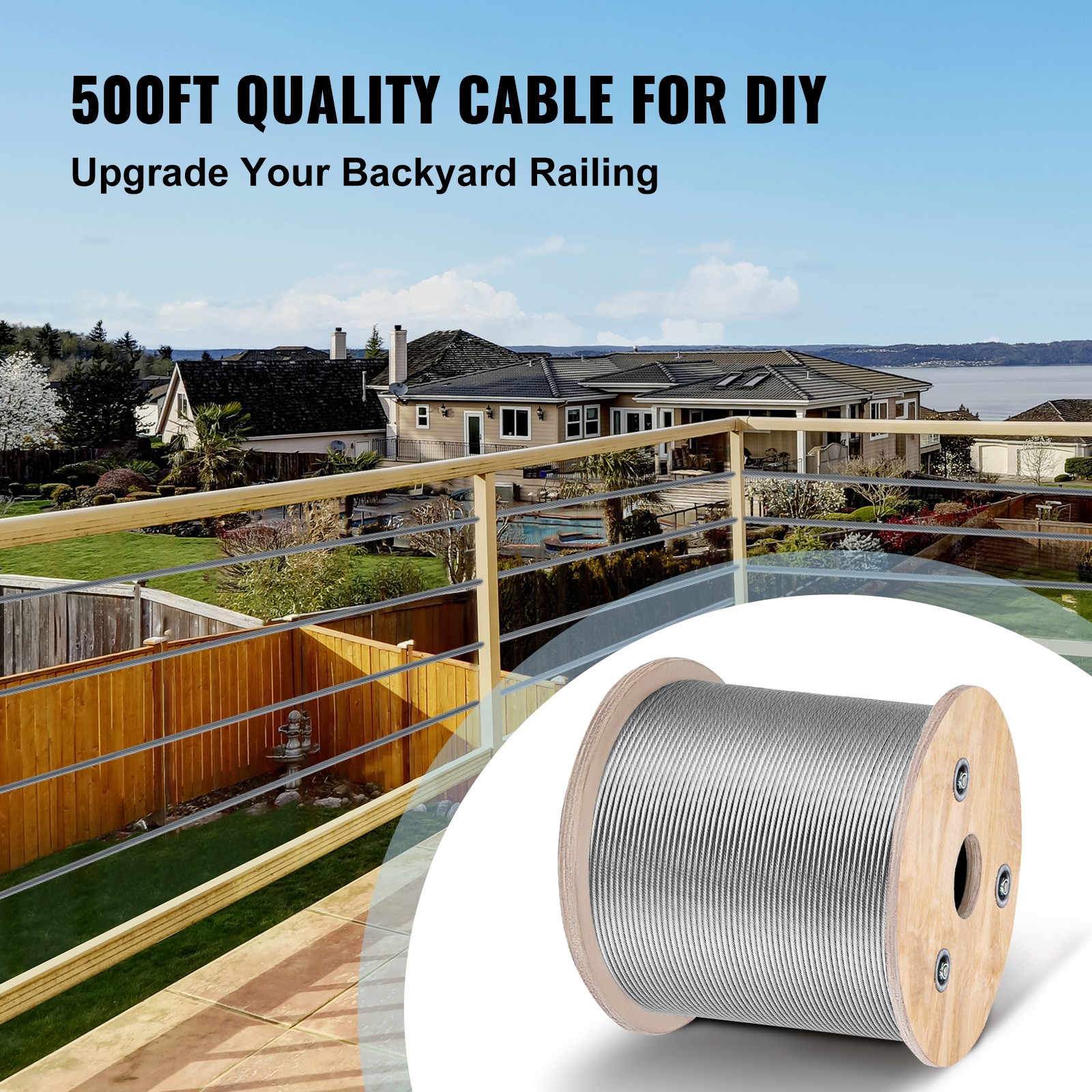 VEVOR T316 1/8″ Stainless Steel Cable 7×7 500FT Steel Wire Rope