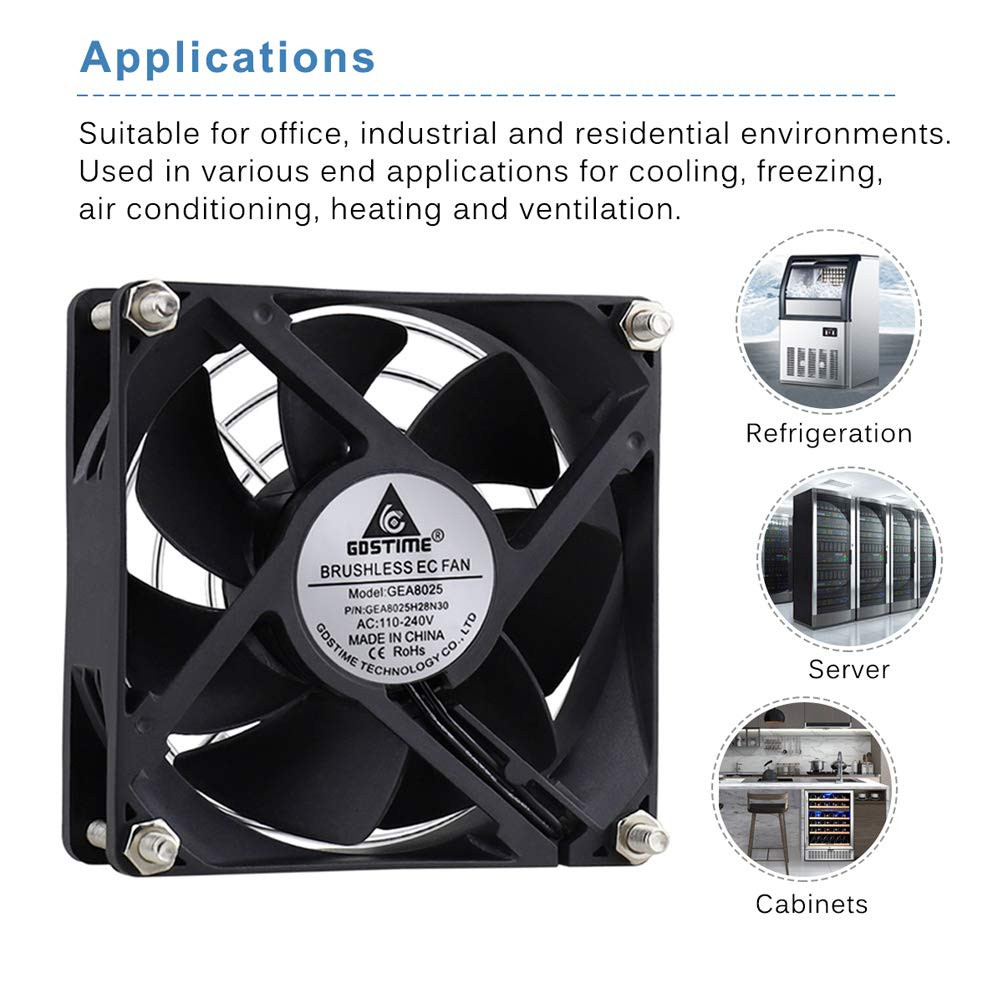 GDSIME AXIAL 8025, New Muffin Fan, 110V 115V 120V 220V 240V AC 80Mm Fan, Ventila