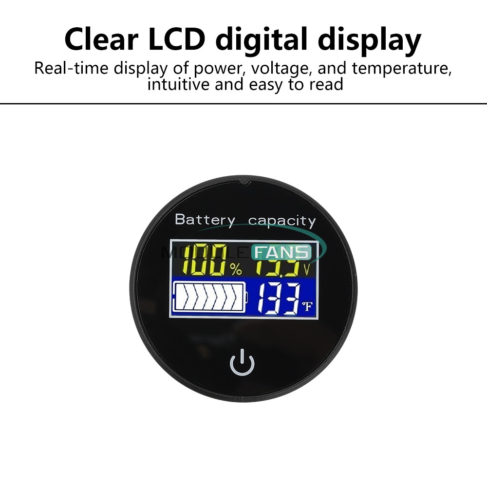 Digital Battery Level Indicator Voltage Power Percentage Temperature LCD Display