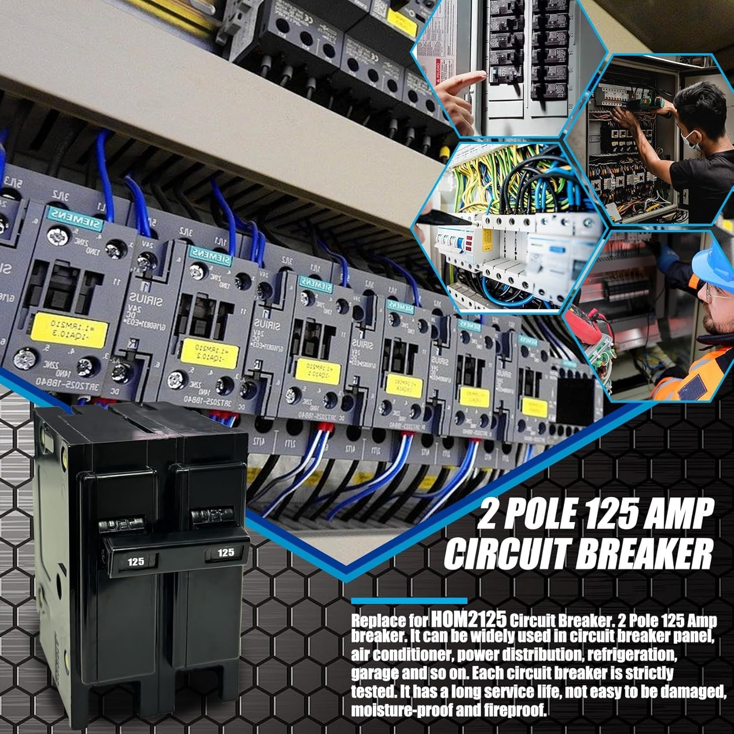 OE Quality 125 Amp 2 Pole Circuit Breaker HOM2125 Plug-In Circuit Breaker