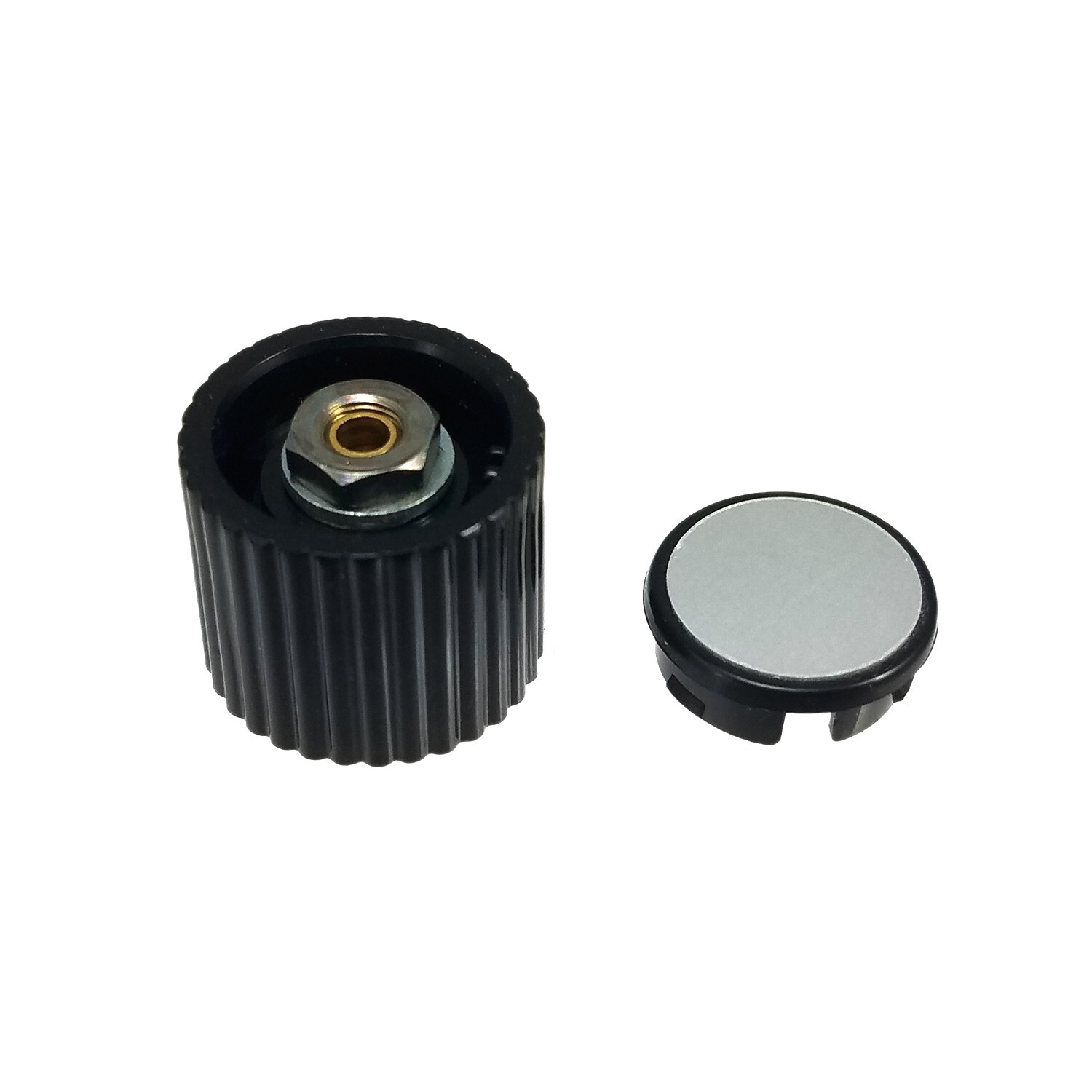 1/8″ Shaft Black Tapered Knob Plastic Cap Brass Collet