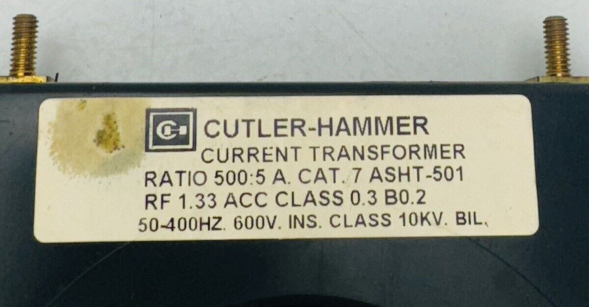 Cutler-Hammer 7ASHT-501 Transformer 500:5A Ratio 50-400Hz 600V *WARRANTY*