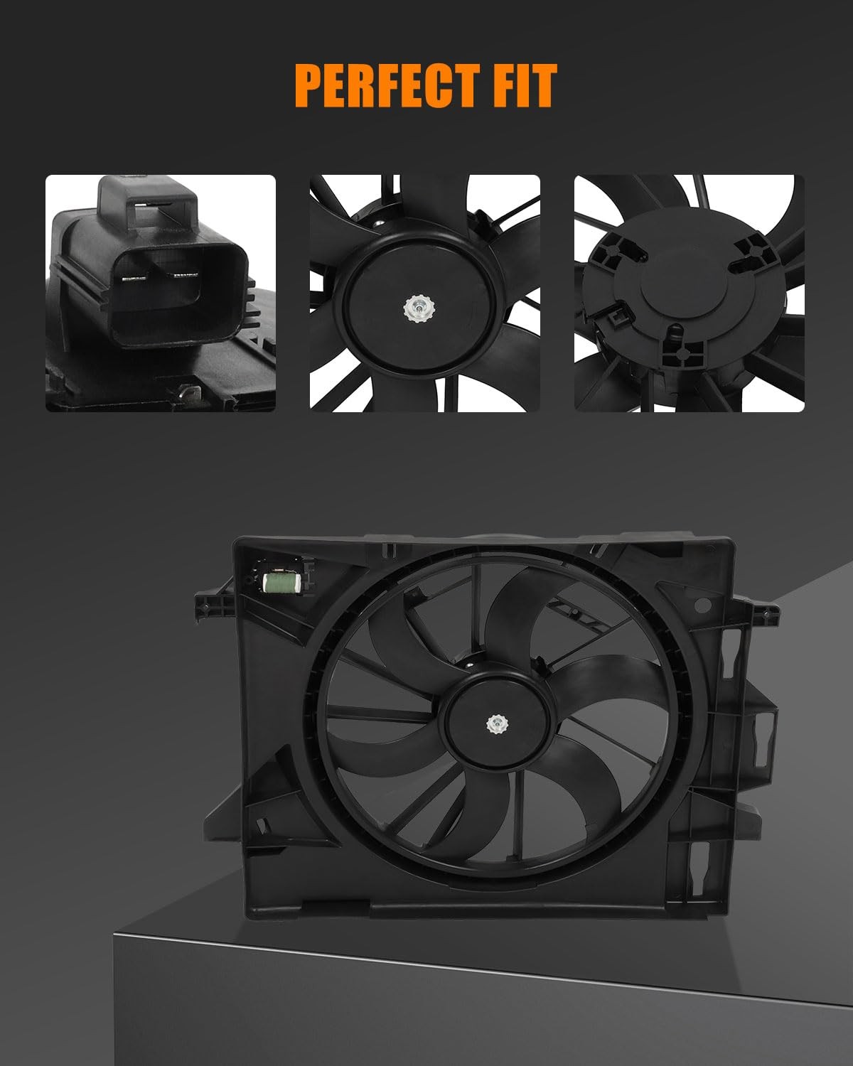 Black Radiator Fan Assembly for Chrysler for Town & Country 2008-2016 for Dodge