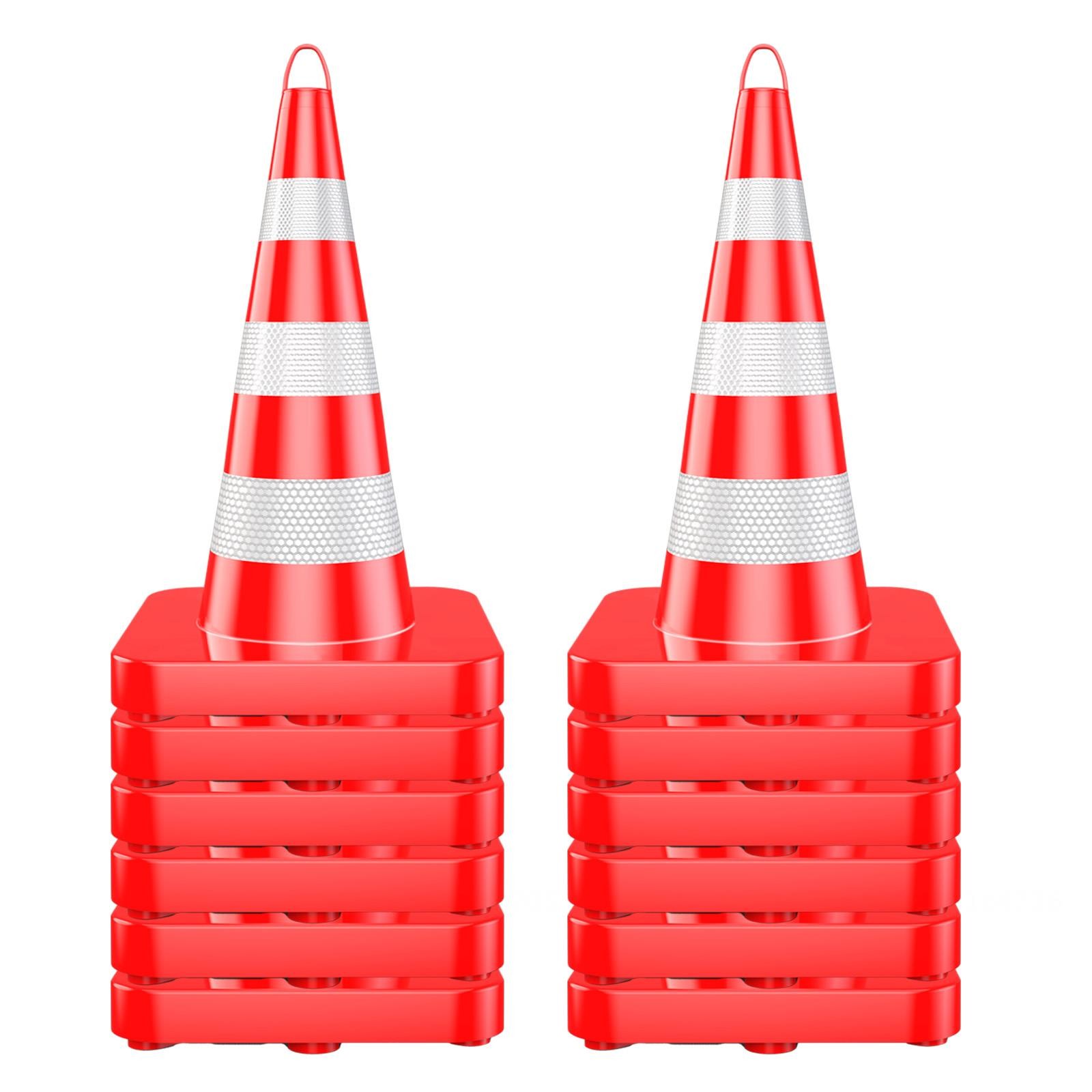 12PC 18/28/36in PortableTraffic Safety Cones w/Reflective Strip PVC Warning Cone