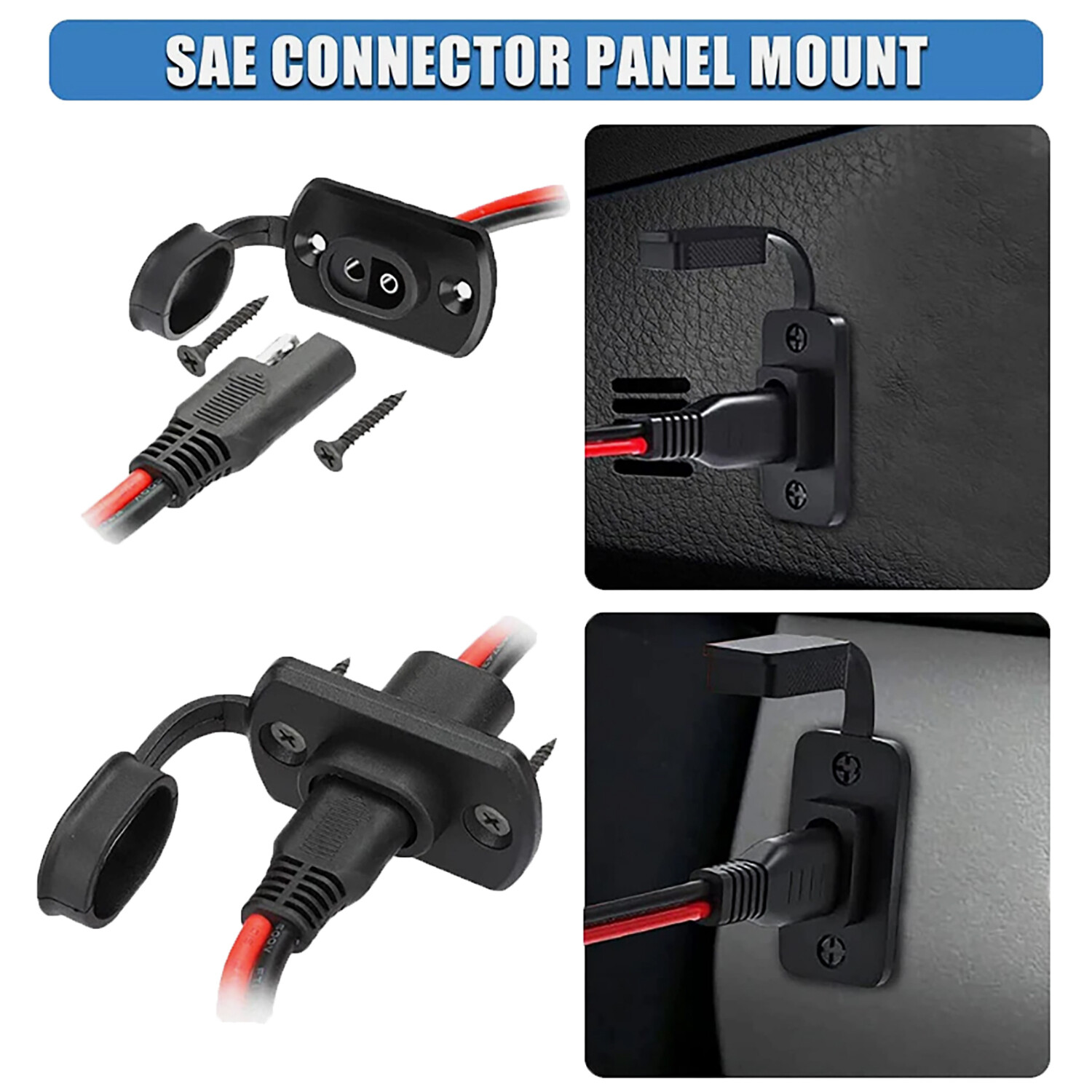Lot SAE Connector Harness 1FT 12AWG SAE Adapter Male Plug to Female Socket Cable
