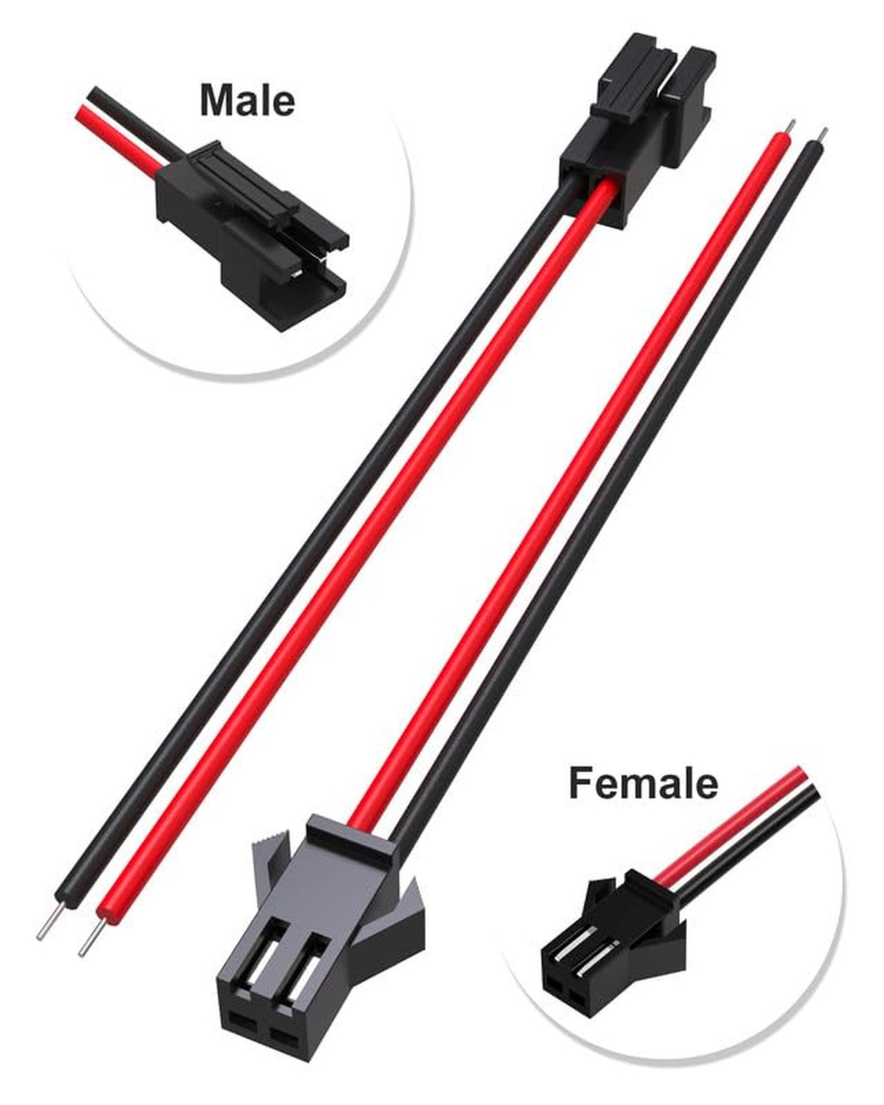 JST SM Connector, SM 2Pin Jack Plug Male to Female Wire Connector Adapter Ele…