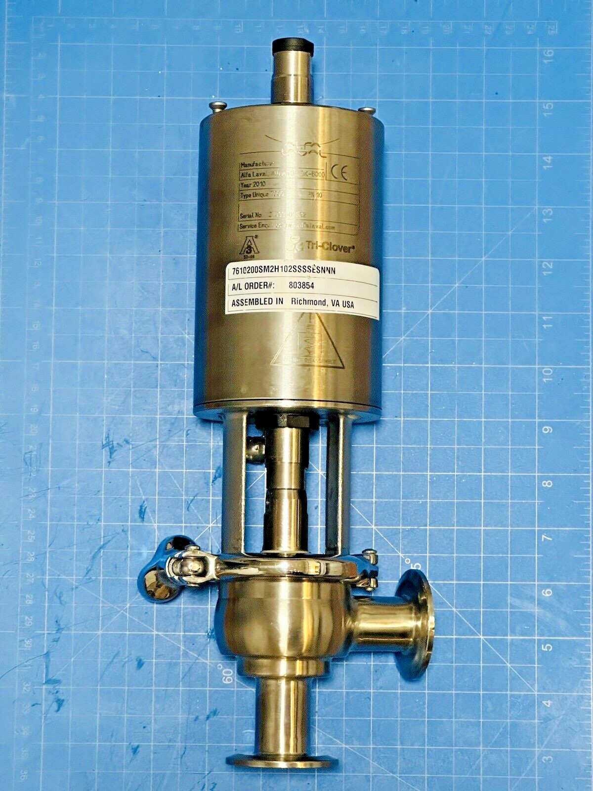 Tri Clover Alfa Laval 7000 1 1/2” SS Sanitary Divert Valve 7610200SM2H102SSSSESN