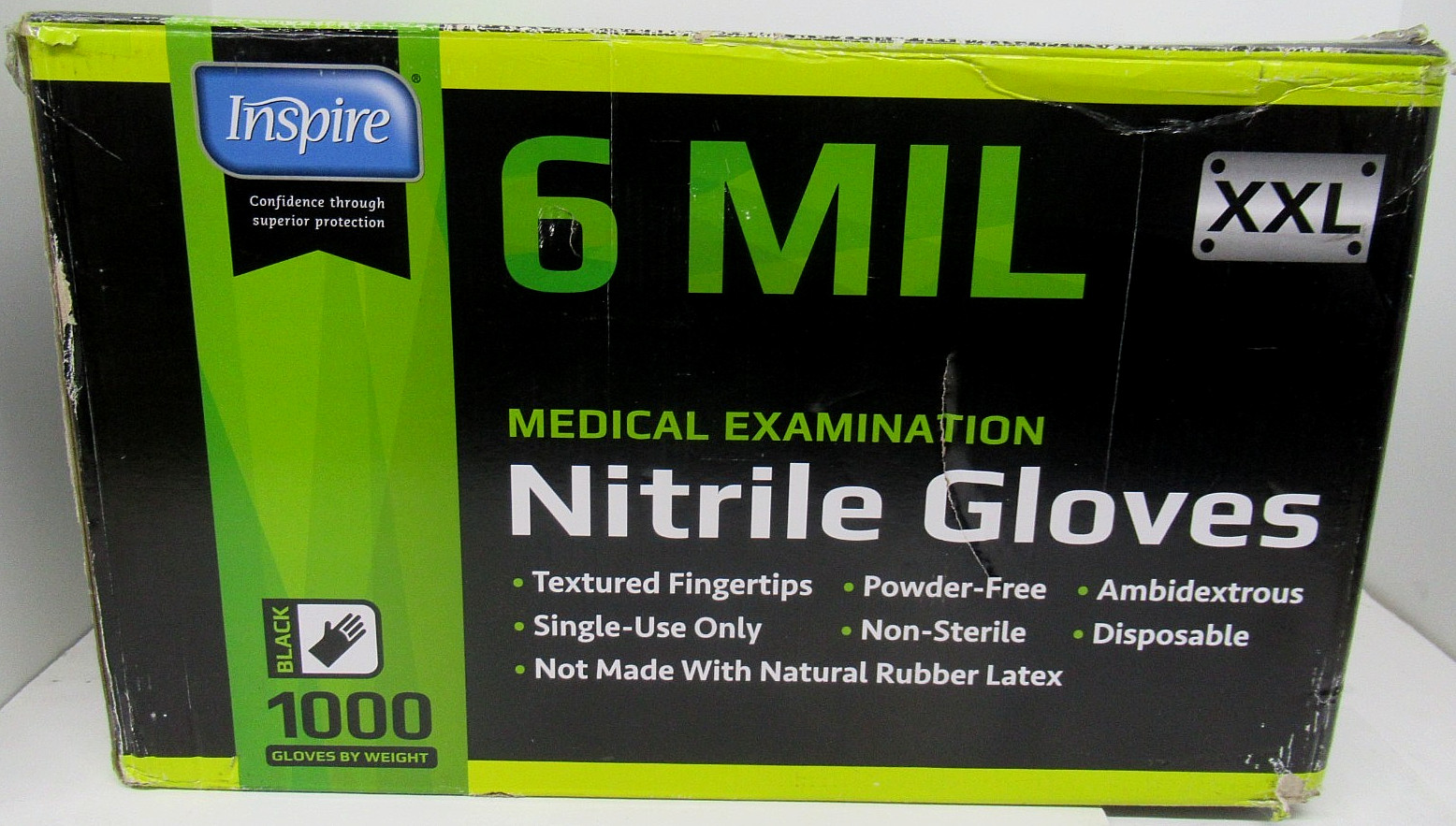 Inspire Black Nitrile Gloves HEAVY DUTY 6 Mil, 1000 Gloves