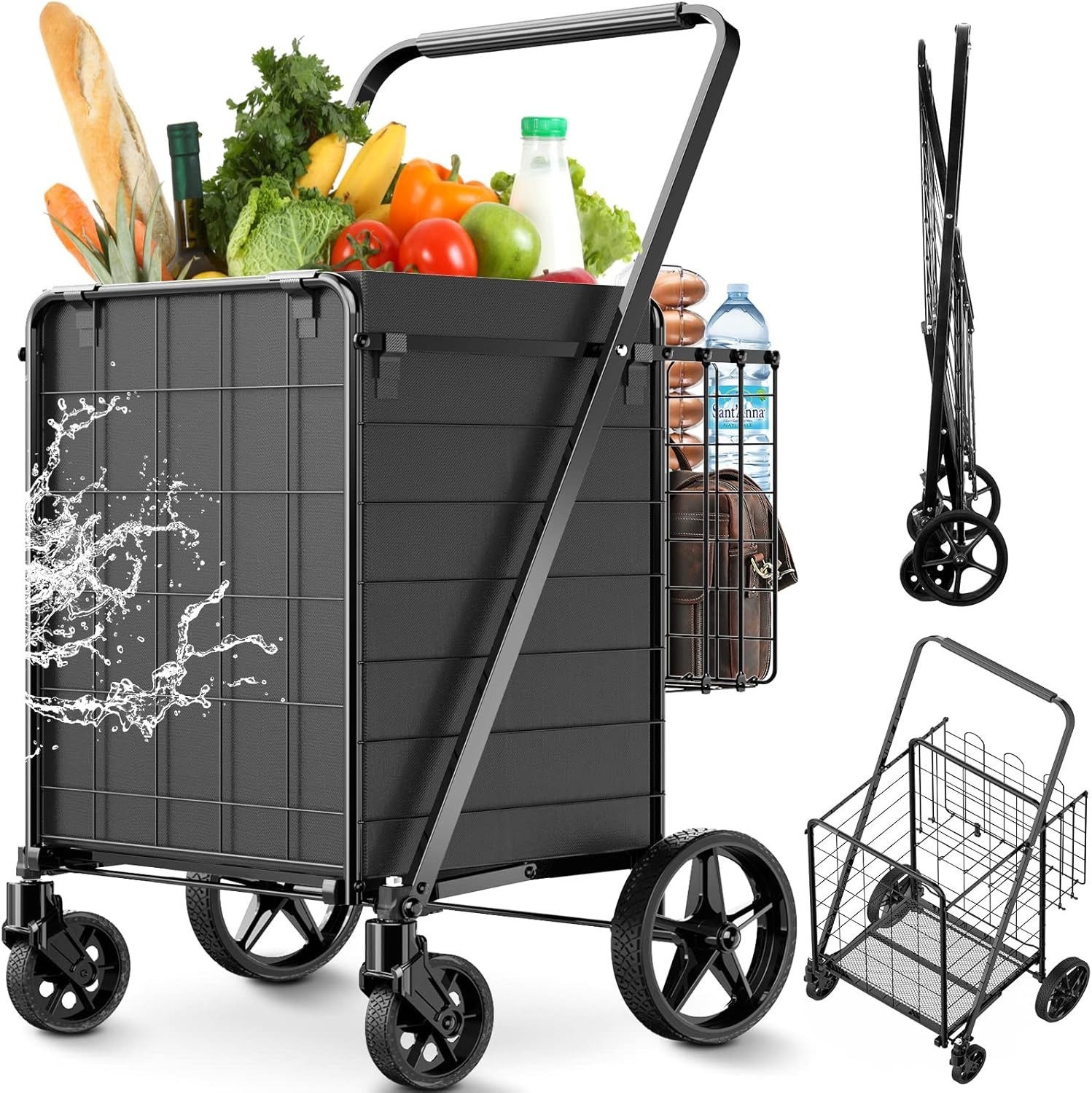 Upgraded Shopping Cart for Groceries,330LBS Jumbo Grocery Cart with Waterproo…