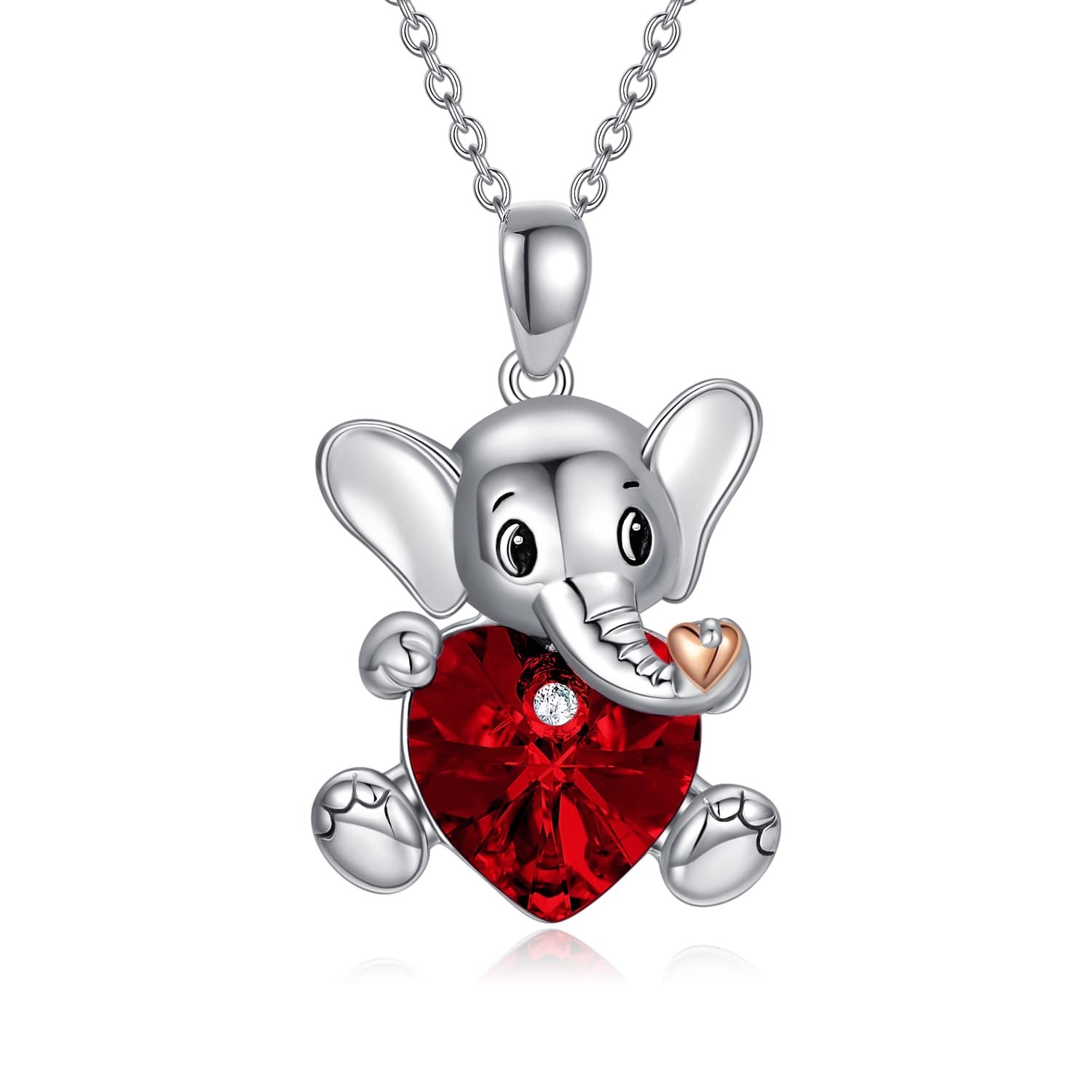 AOBOCO Sterling Silver Elephant/Koala/Panda Cute Animal Heart Pendant Necklac…