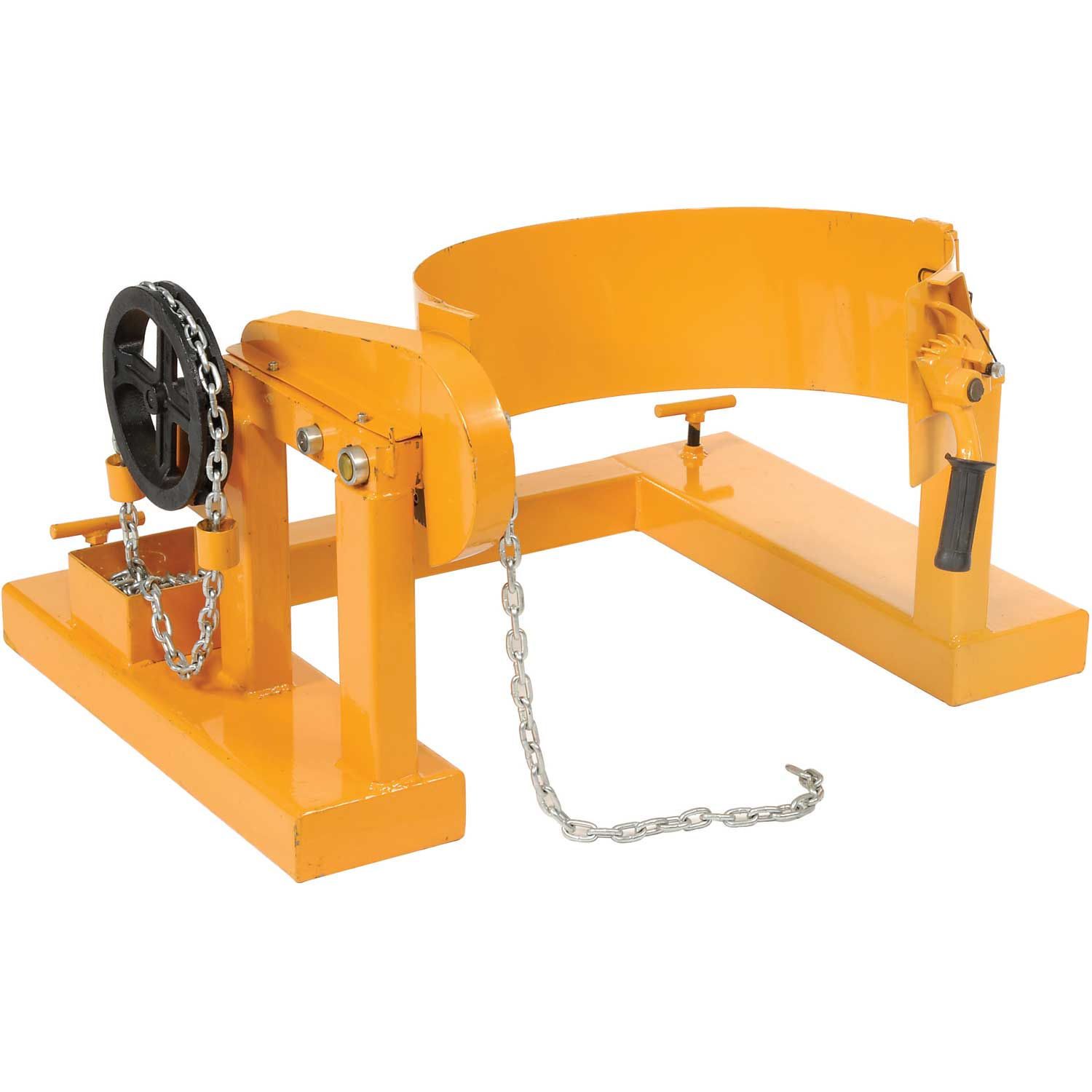 Forklift Tilting 55 Gallon Drum Dumper Steel Yellow 800 Lb. Capacity