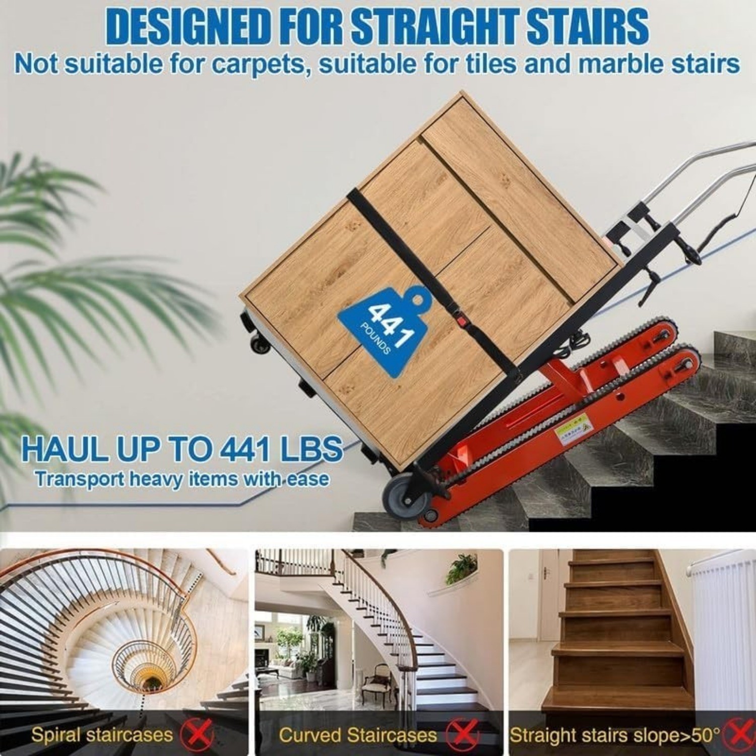 Electric Stair Climber Heavy Duty Crawler Stair Climbing Cart Moving Furniture