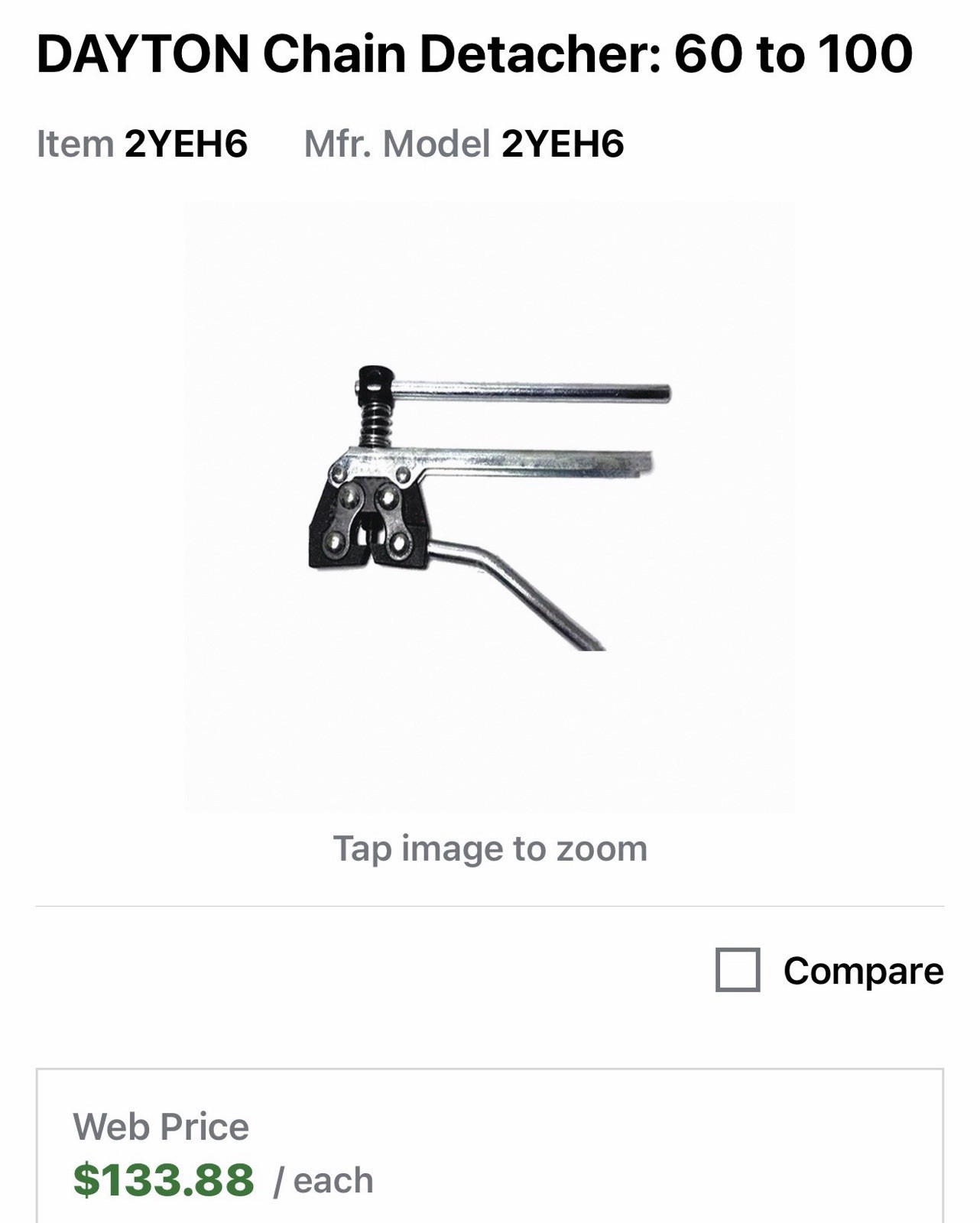 DAYTON 2YEH6 Chain Detacher ANSI 60 to 100 (NEW)