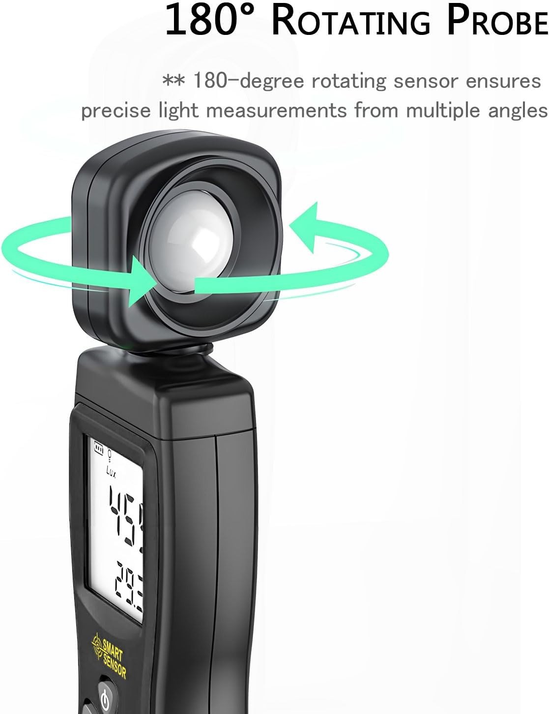 Digital Light Meter, Backlit LCD Display Lux/Foot Candles Meter with 180º Rotati